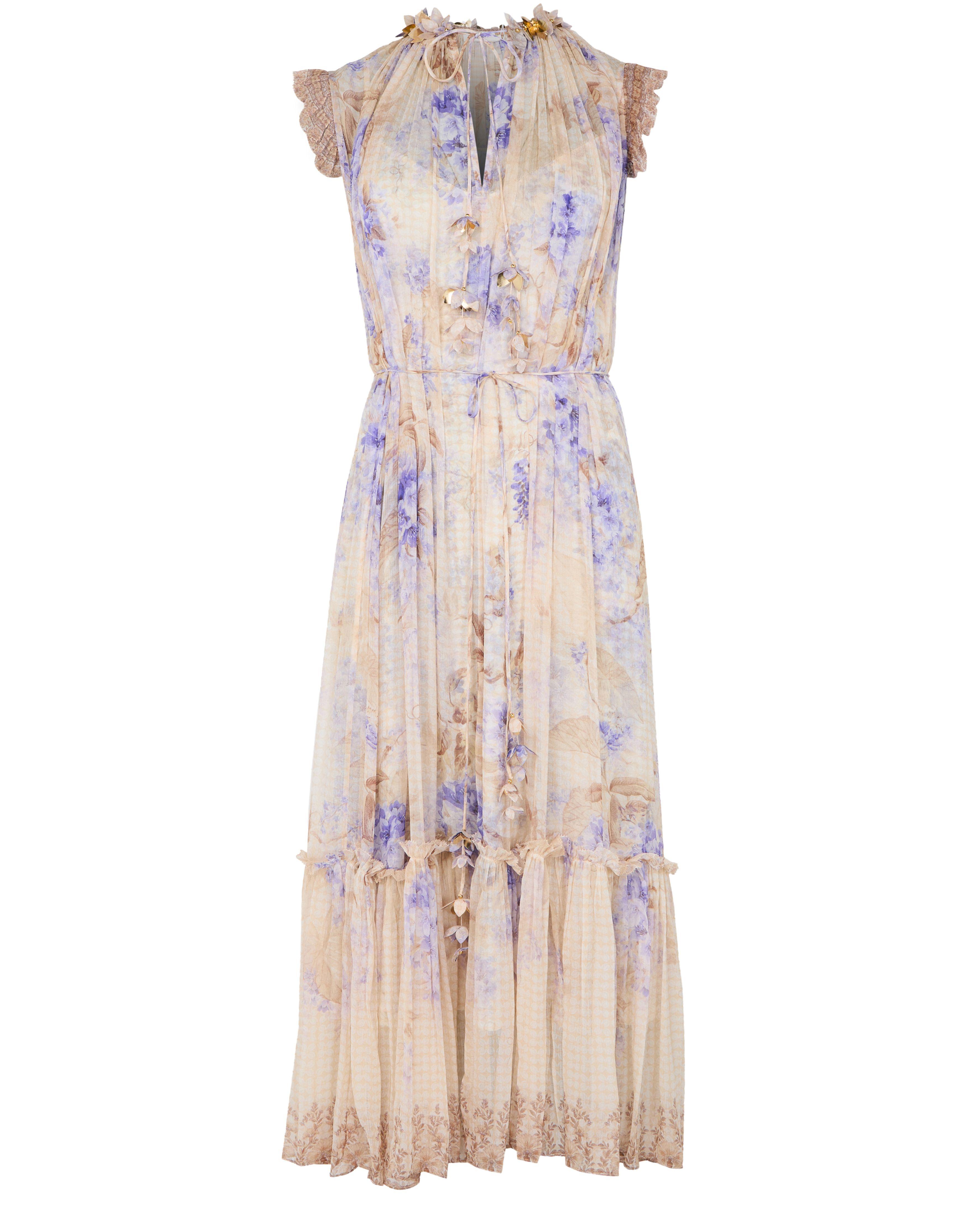 Zimmermann Dawning Flutter Midi Dress in Pink | Lyst
