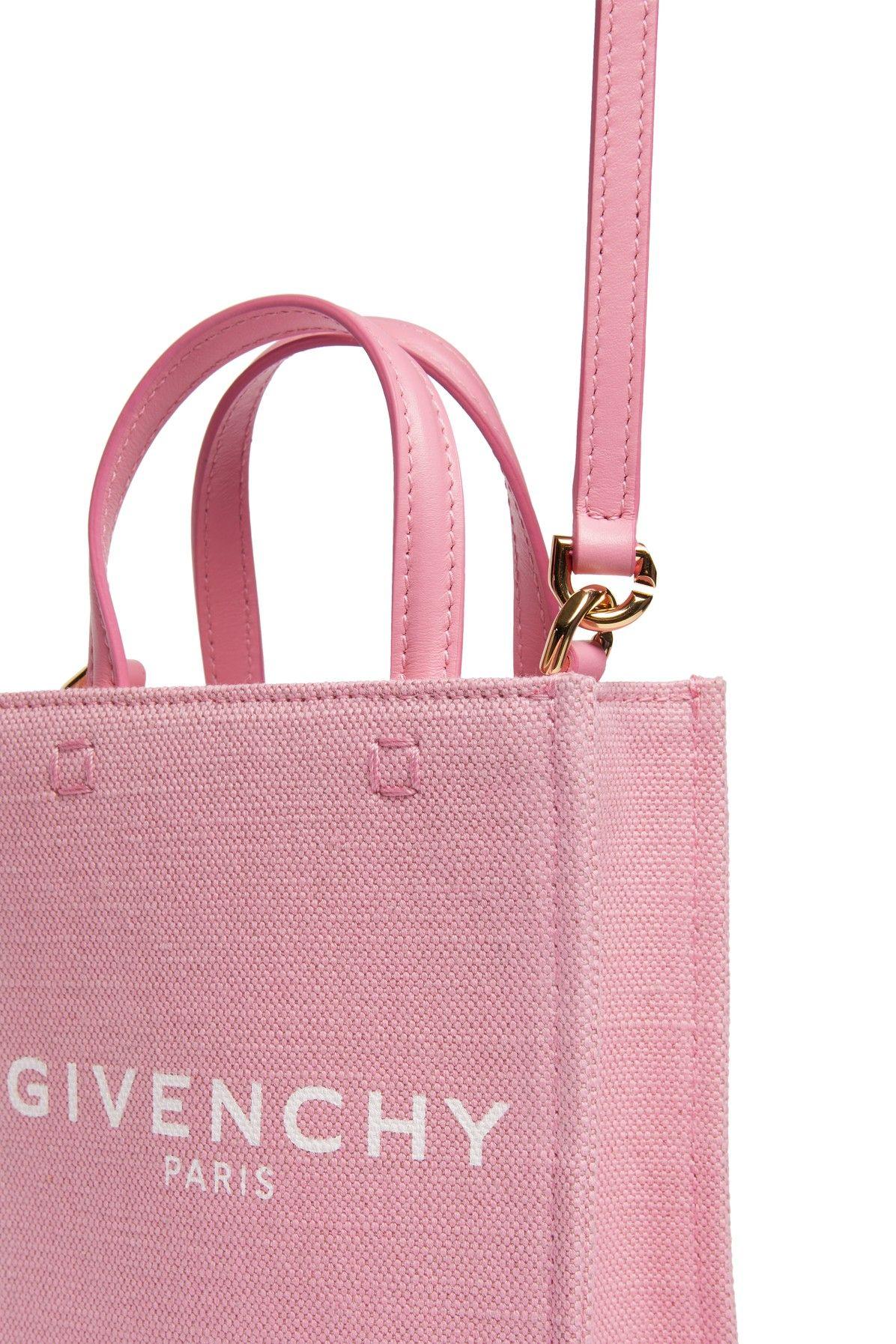 GIVENCHY Pink Mini G Tote Vertical shopping Bag leather trimmed Washed  Canvas