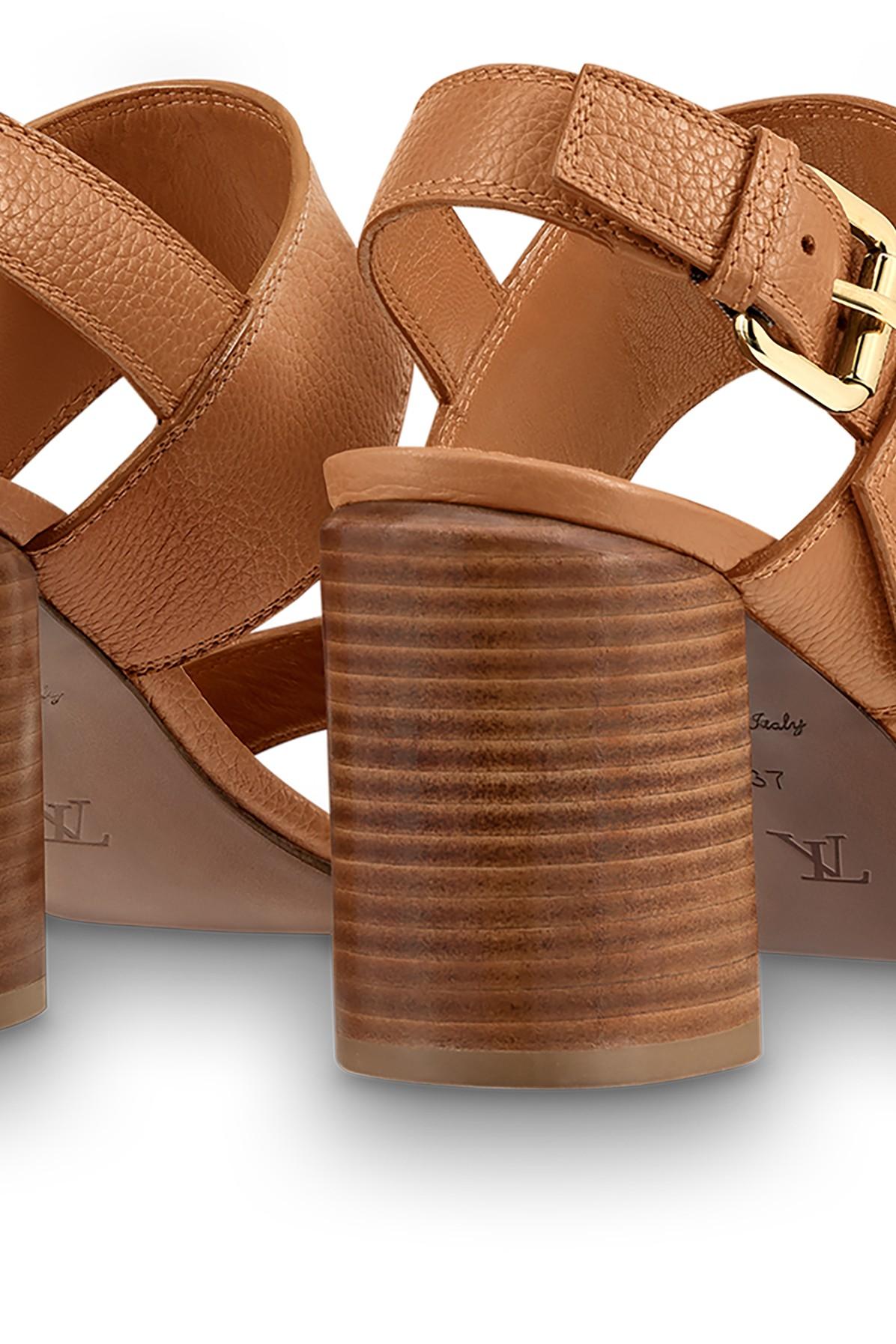 Louis Vuitton Size 37 Cognac Calfskin Monogram Horizon Sandals