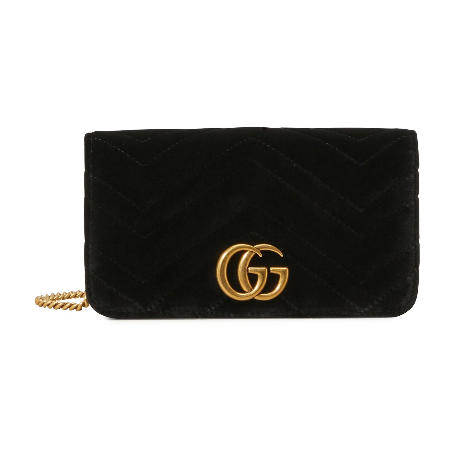 Gucci GG Marmont Velvet Supermini Bag in Black | Lyst
