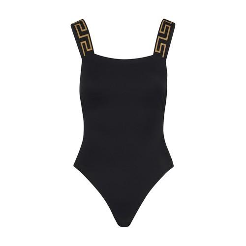 Versace Greca Border One-piece Swimsuit in Black | Lyst
