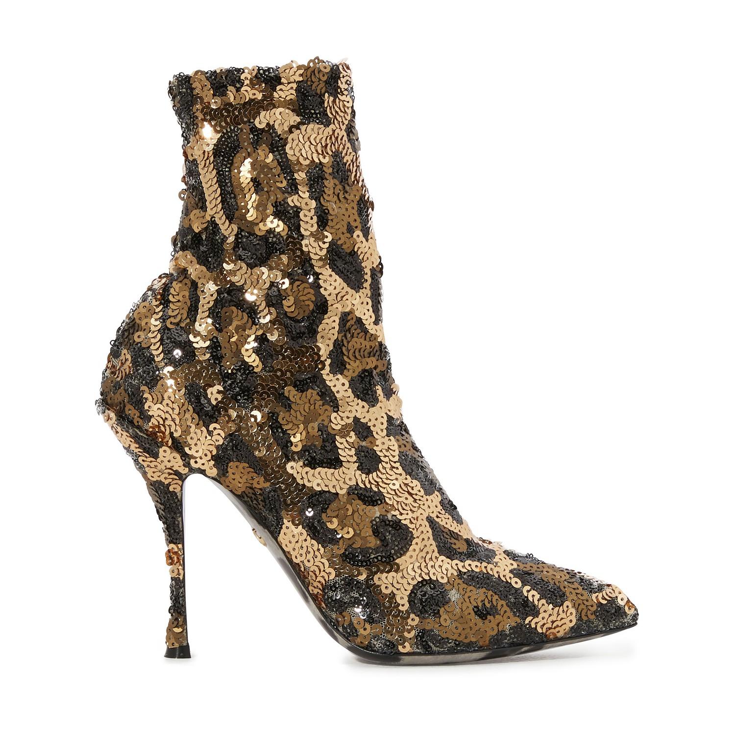 Dolce & Gabbana Leather Leopard Print Sock Ankle Boots in Brown - Save ...