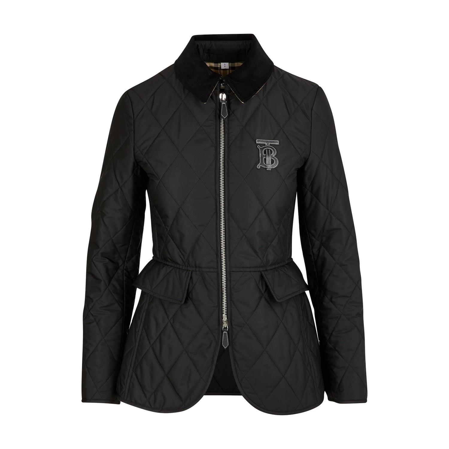 Burberry Tb Logo Quilted Nylon Jacket in Black | Lyst