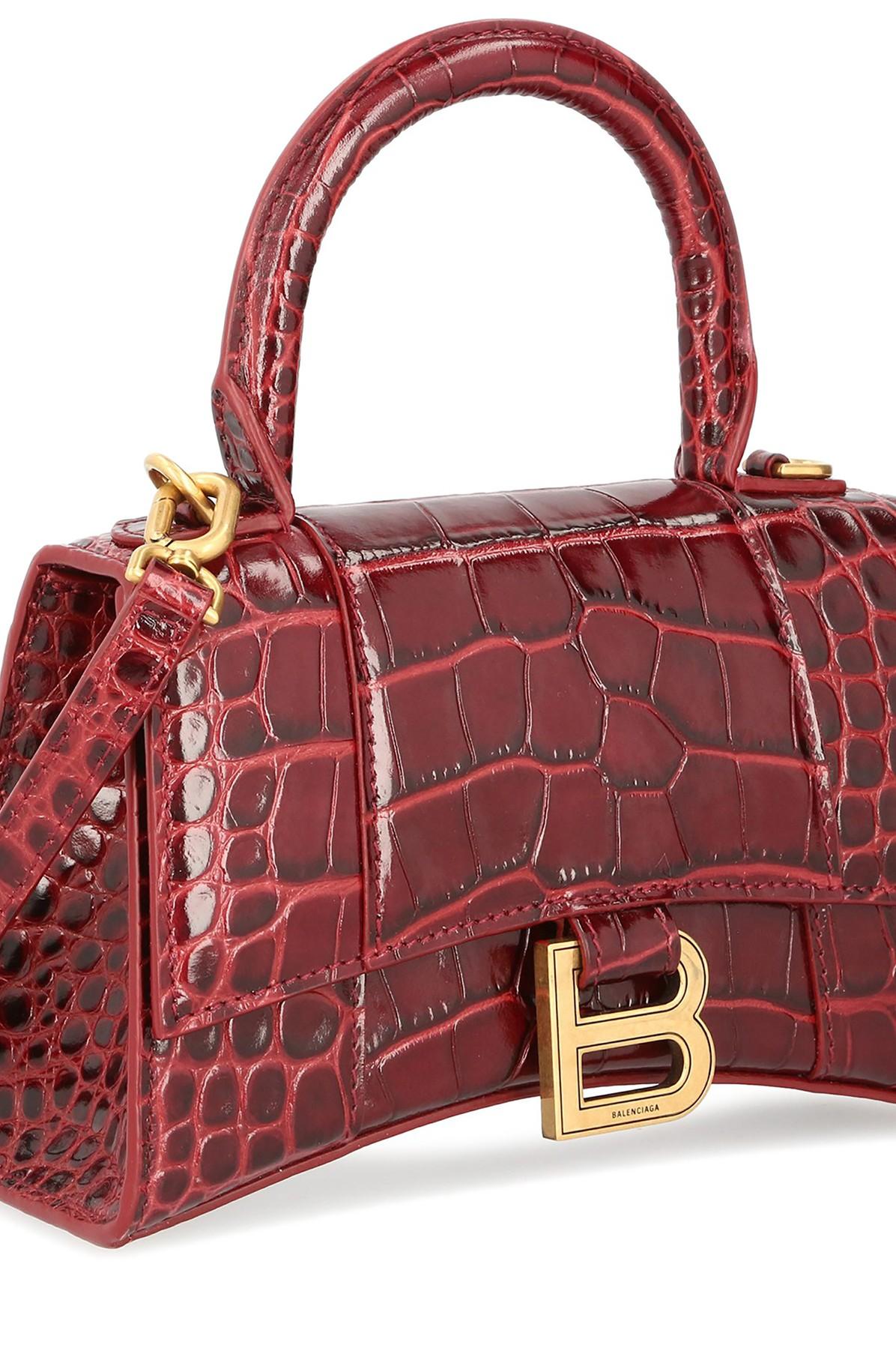 Balenciaga Hourglass Xs Top Handle Bag in Dark_red (Red) | Lyst