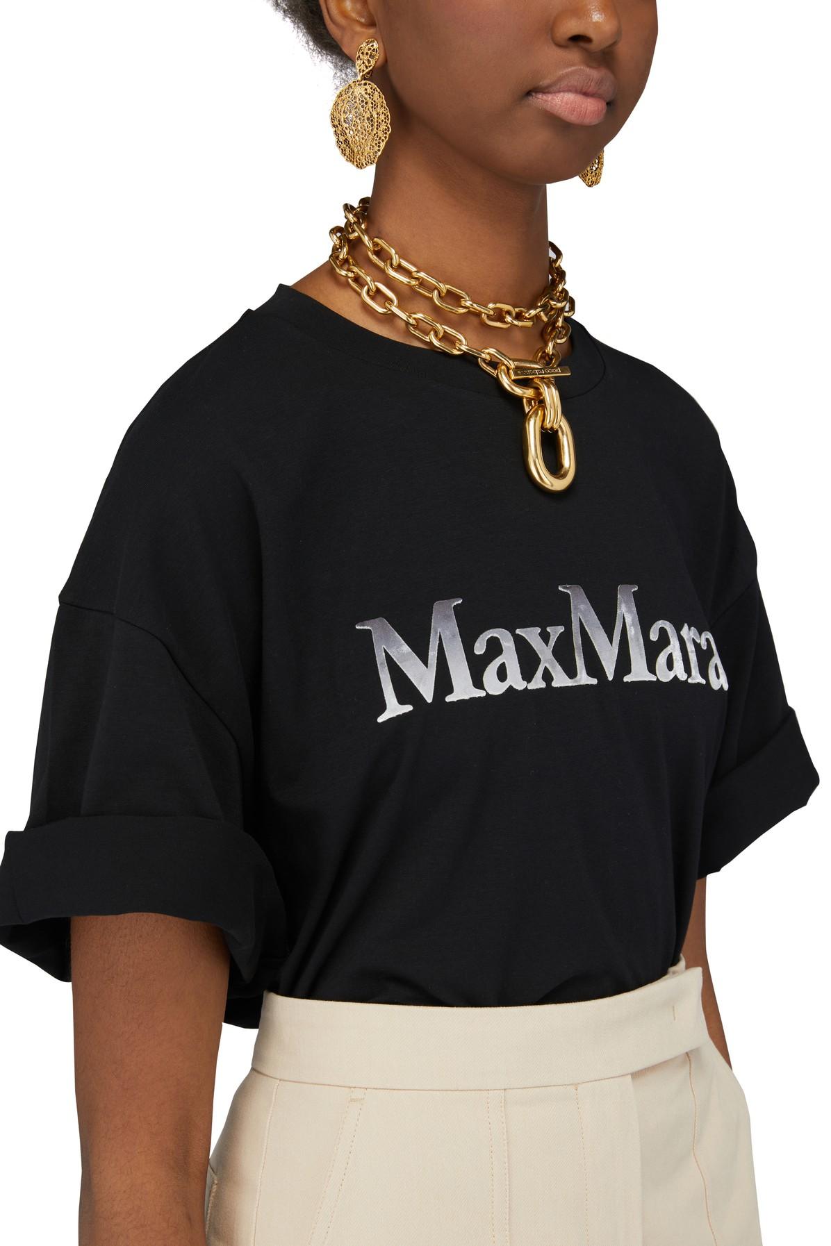 Max Mara Cotton Kirin Logo T-shirt - Leisure in Nero (Black) | Lyst