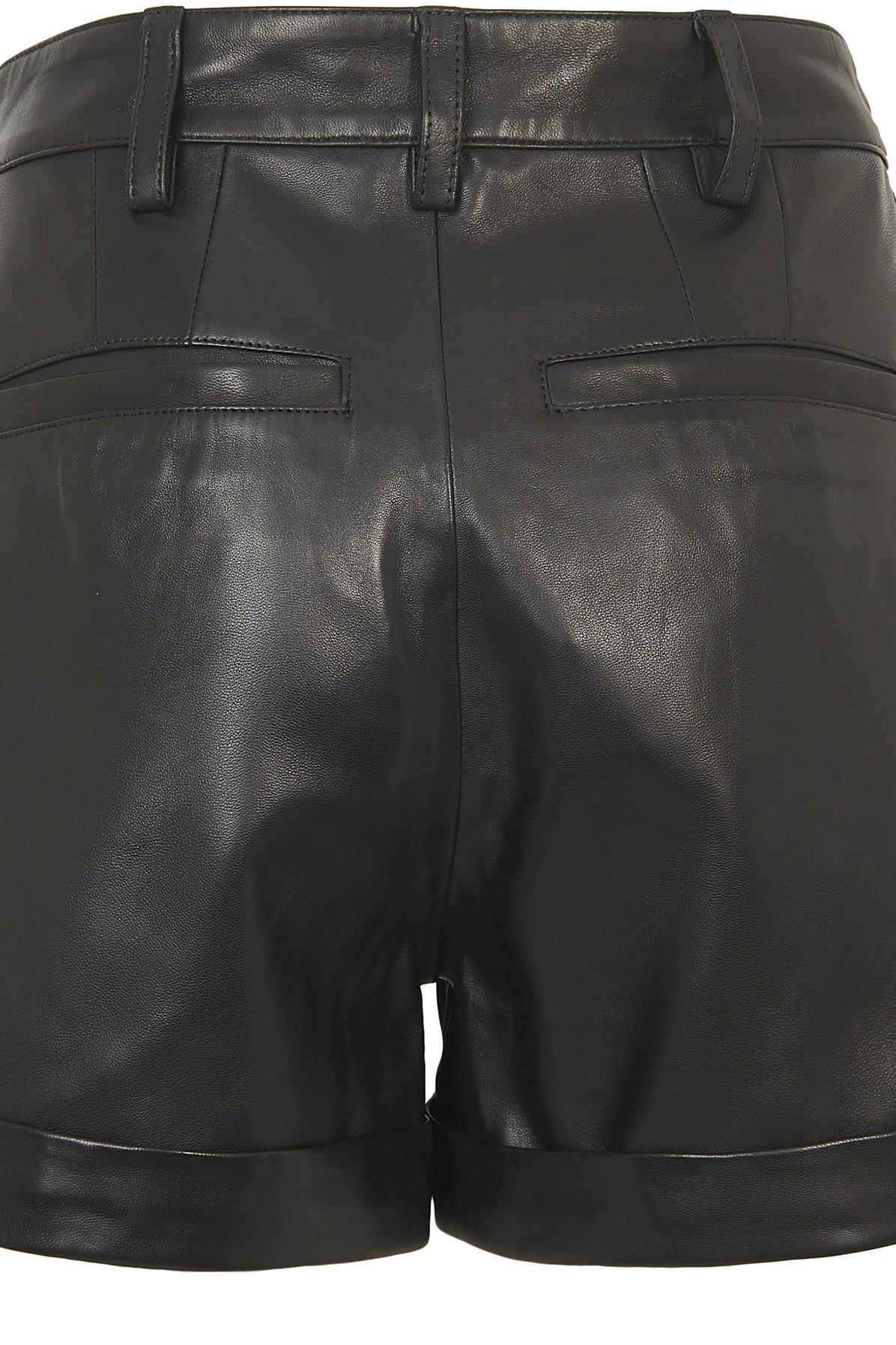 Anine Bing Lia Leather Shorts in Black 
