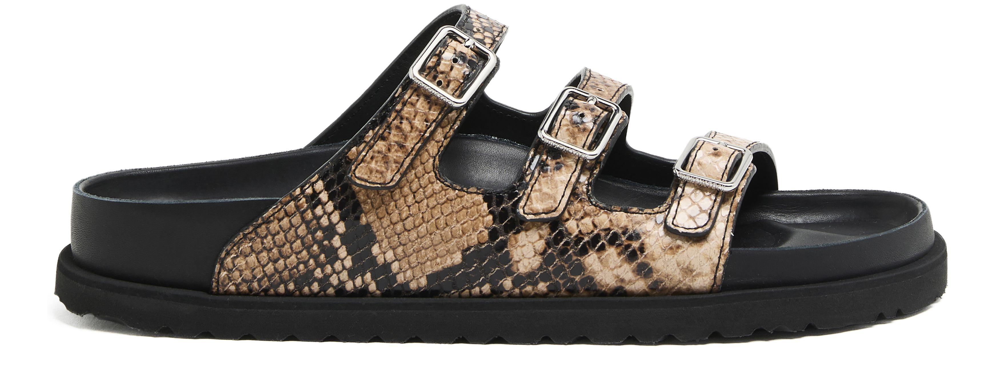 Birkenstock Florida Snake Leather Sandals in Brown | Lyst