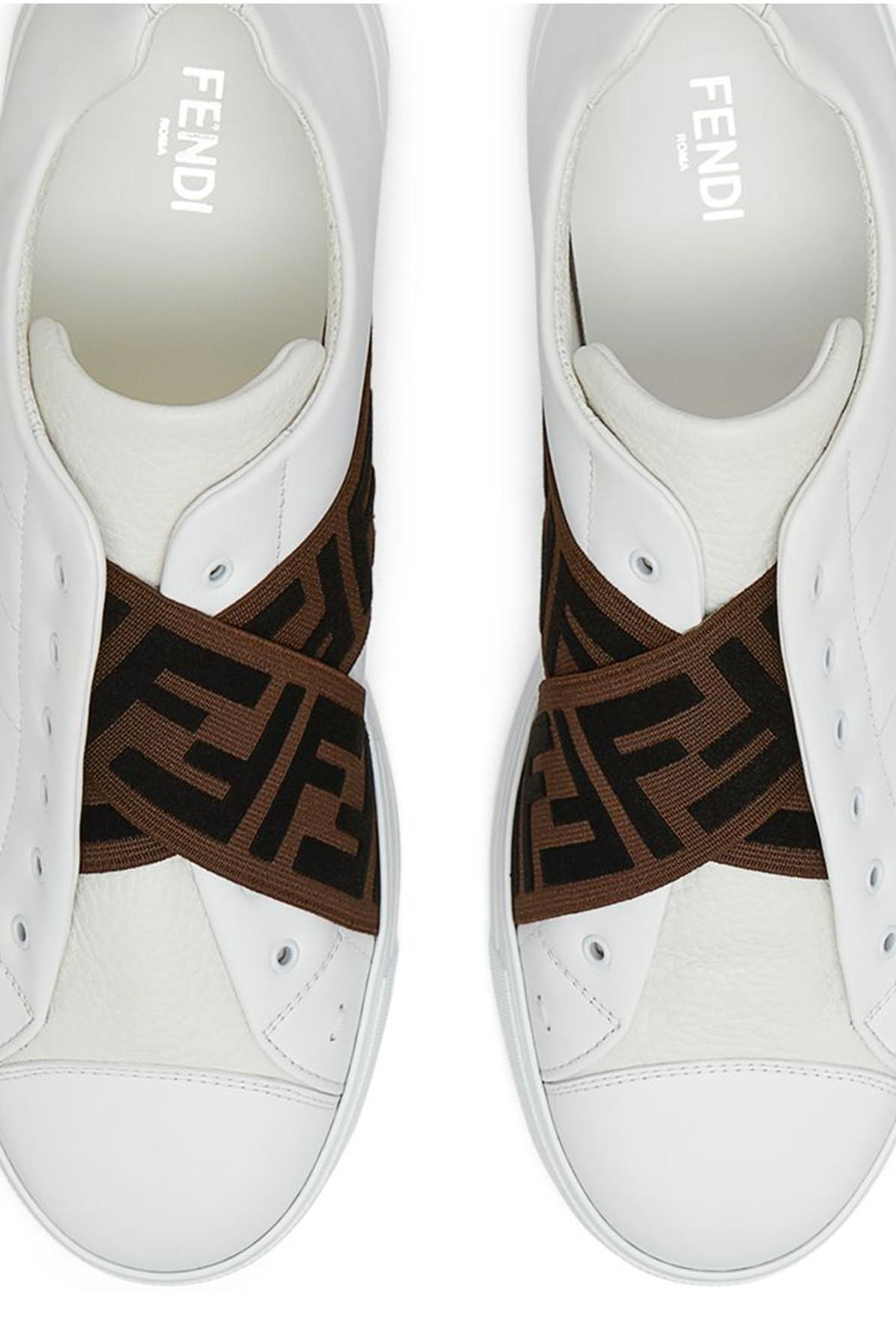 Fendi White Leather Slip-ons for Men 