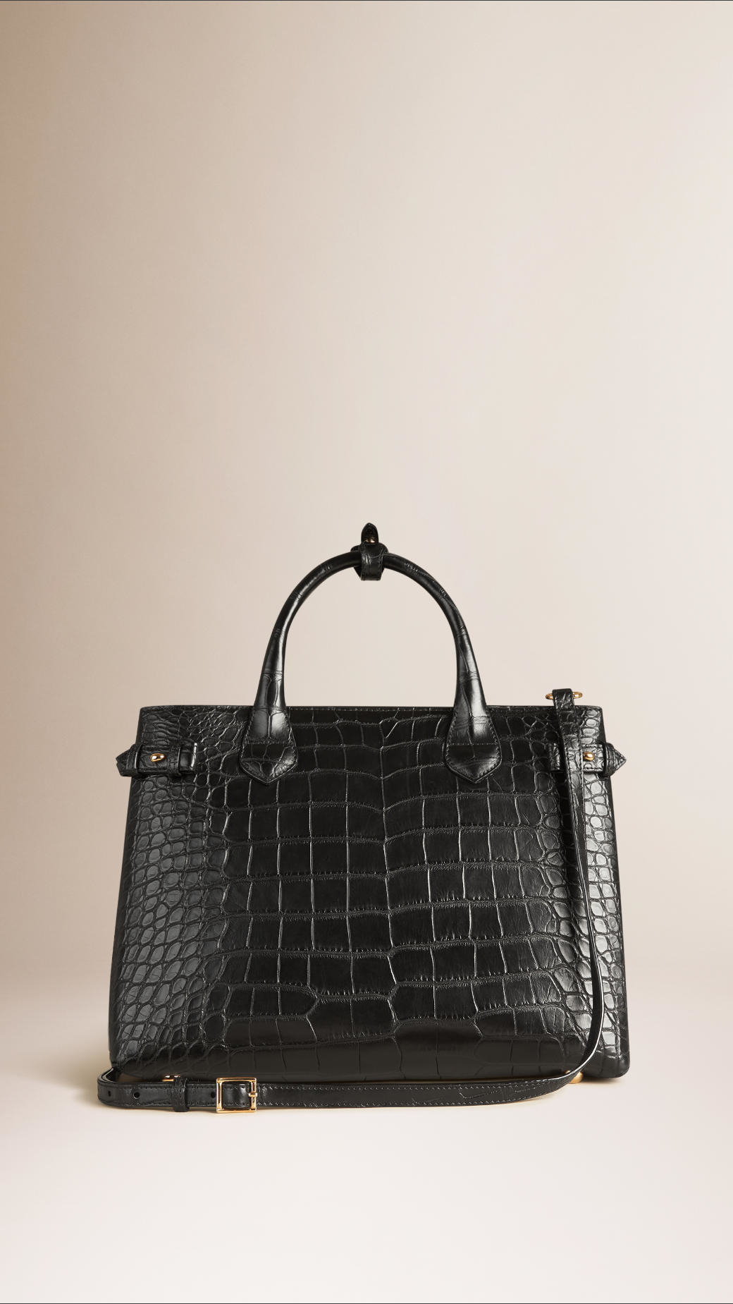Burberry The Medium Banner Alligator Bag in Black | Lyst