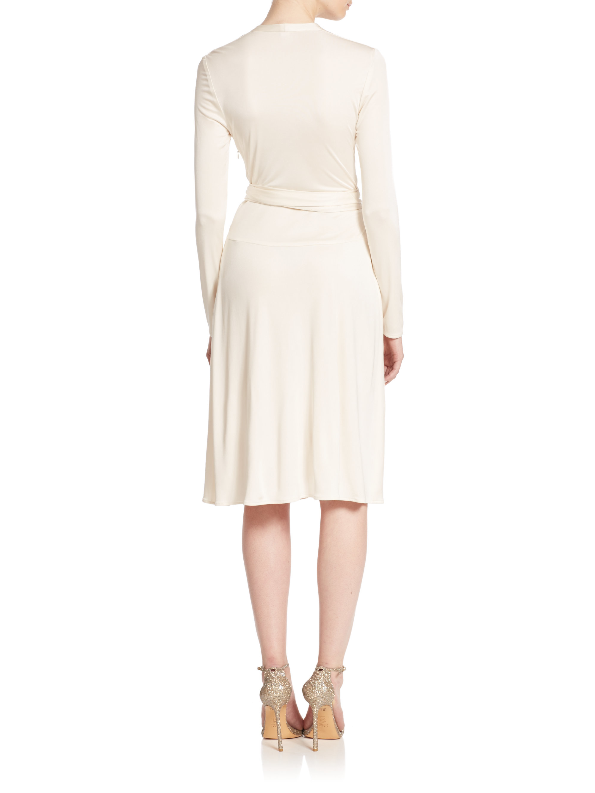 white jersey wrap dress