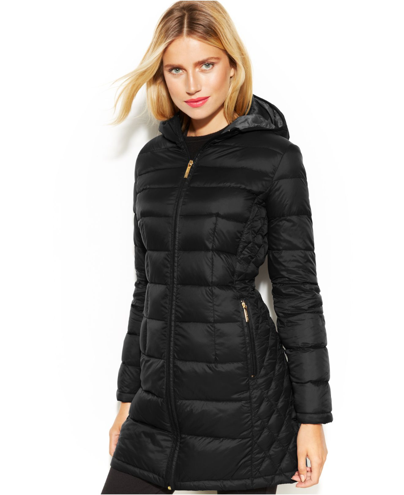 Michael Kors Michael Quilted Down Packable Puffer Coat in Black/Smoke  (Black) - Lyst