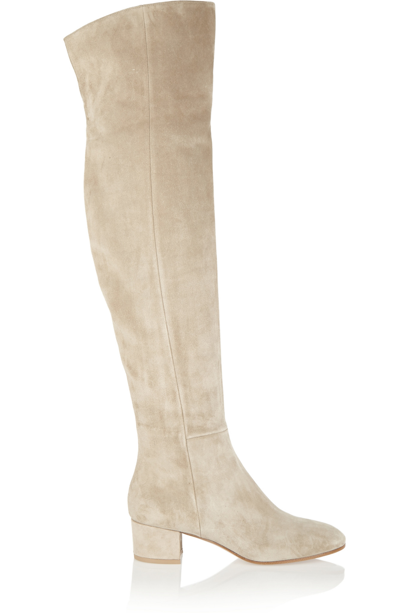 cream suede knee high boots