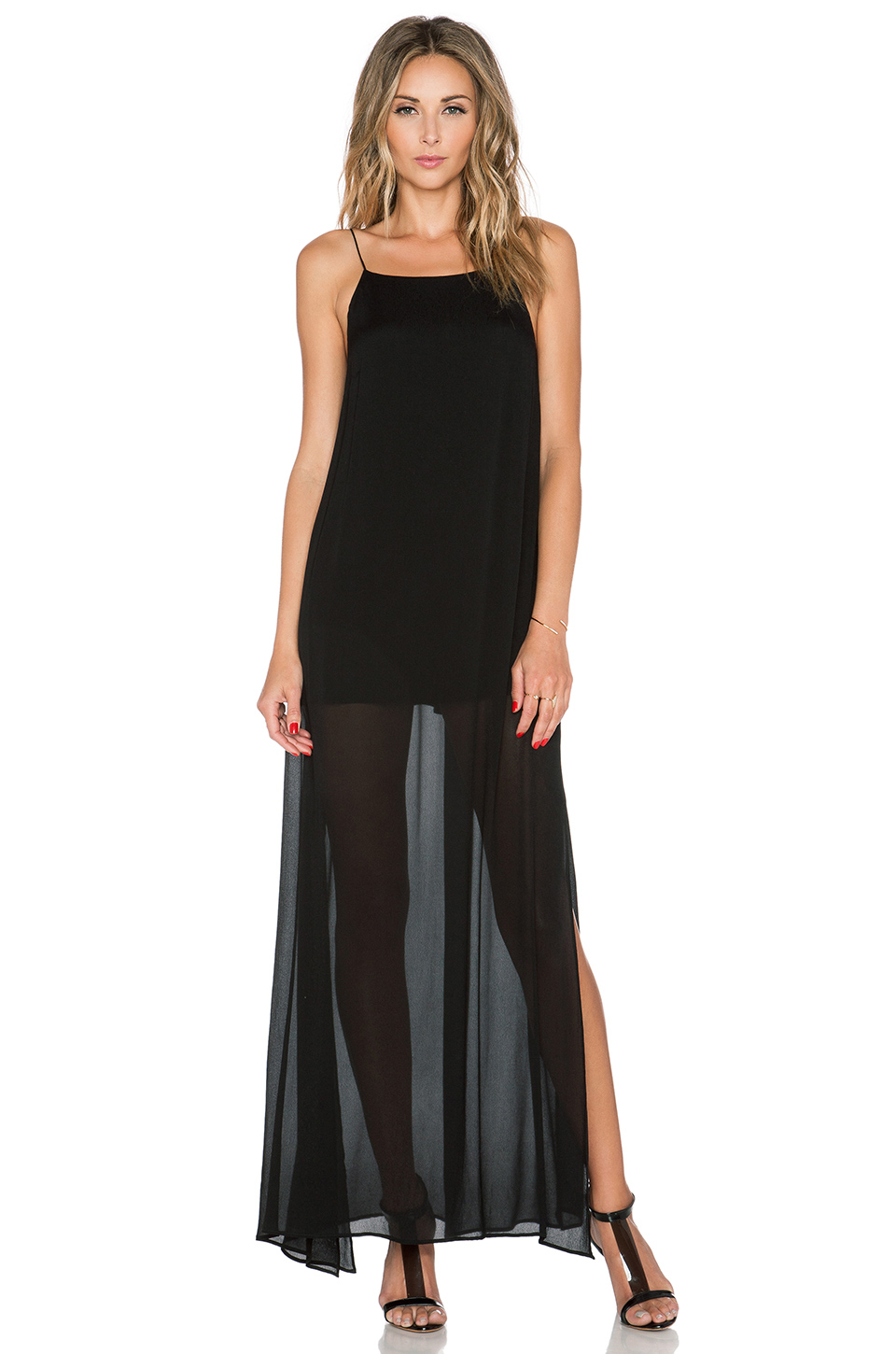 Line & Dot Rebel Sheer Maxi Dress in Black - Lyst