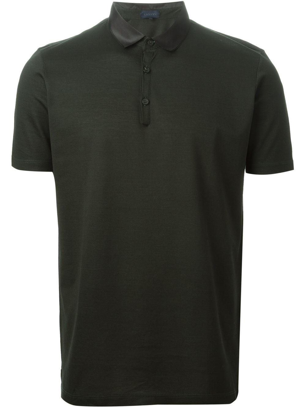 Lanvin Contrasting Satin Collar Polo Shirt in Green for Men - Lyst