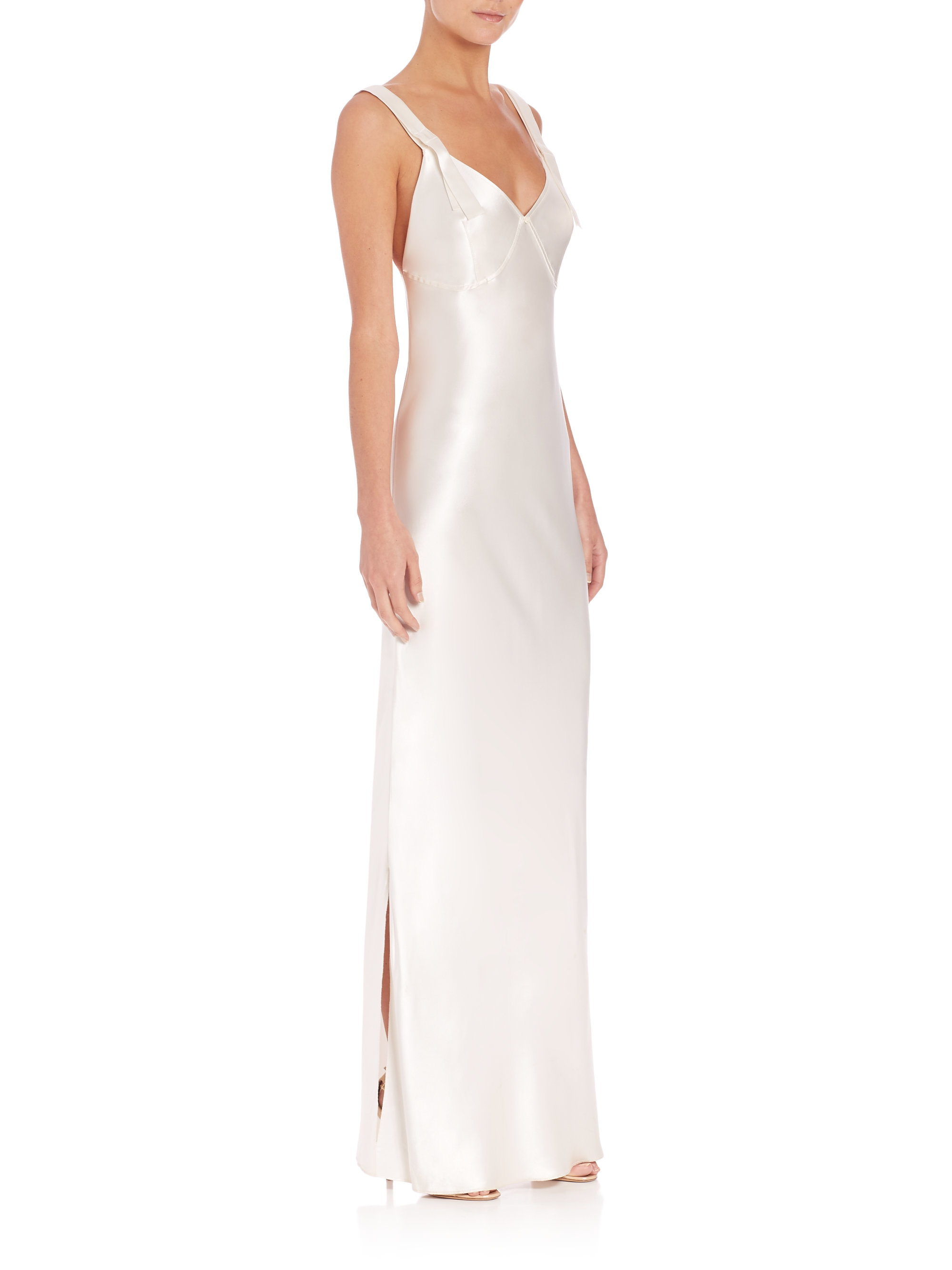 Calvin Klein Gelder Satin Slip Gown in White | Lyst
