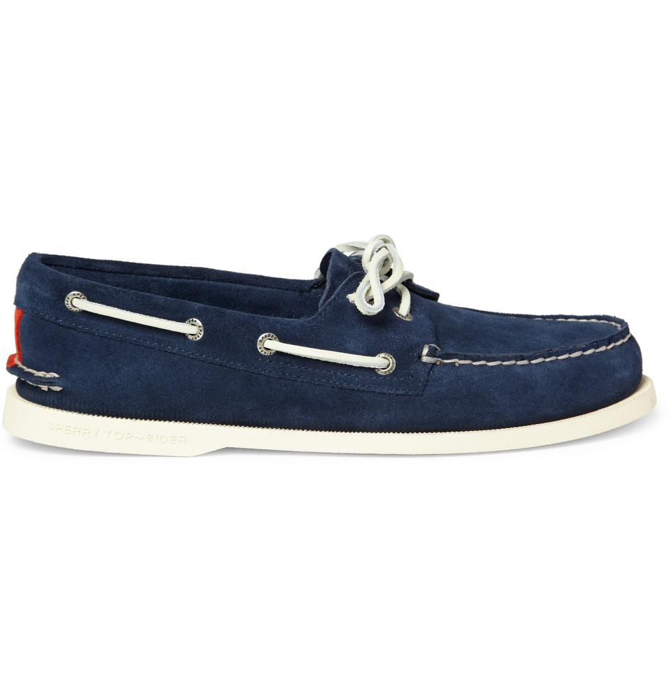 blue suede boat shoes