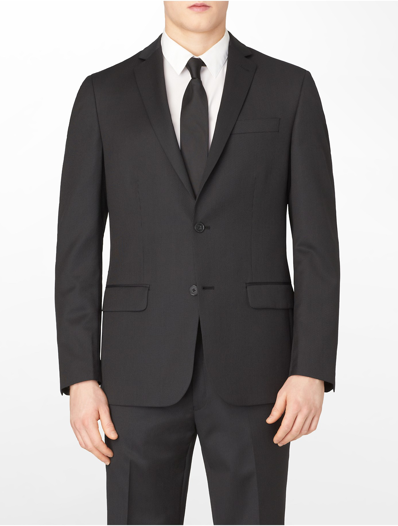 Calvin klein White Label Classic Fit Black Pinstripe Wool Suit Jacket ...