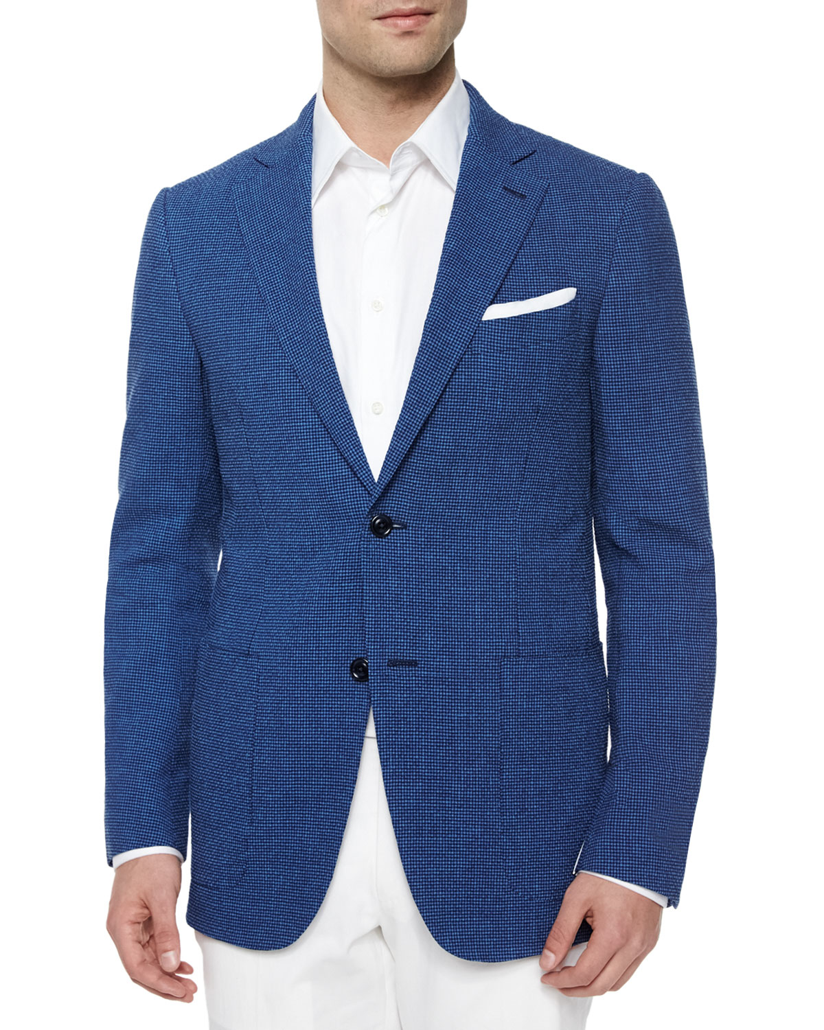 Ermenegildo Zegna Wool/linen Gingham Seersucker Jacket in Blue for Men