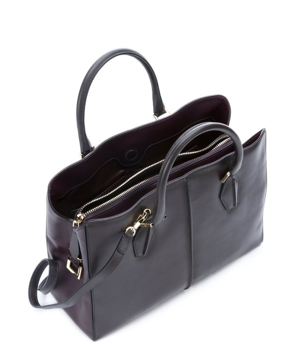 Tod\u0026#39;s Dark Grey And Bordeaux Colorblock Leather Convertible Tote ...  