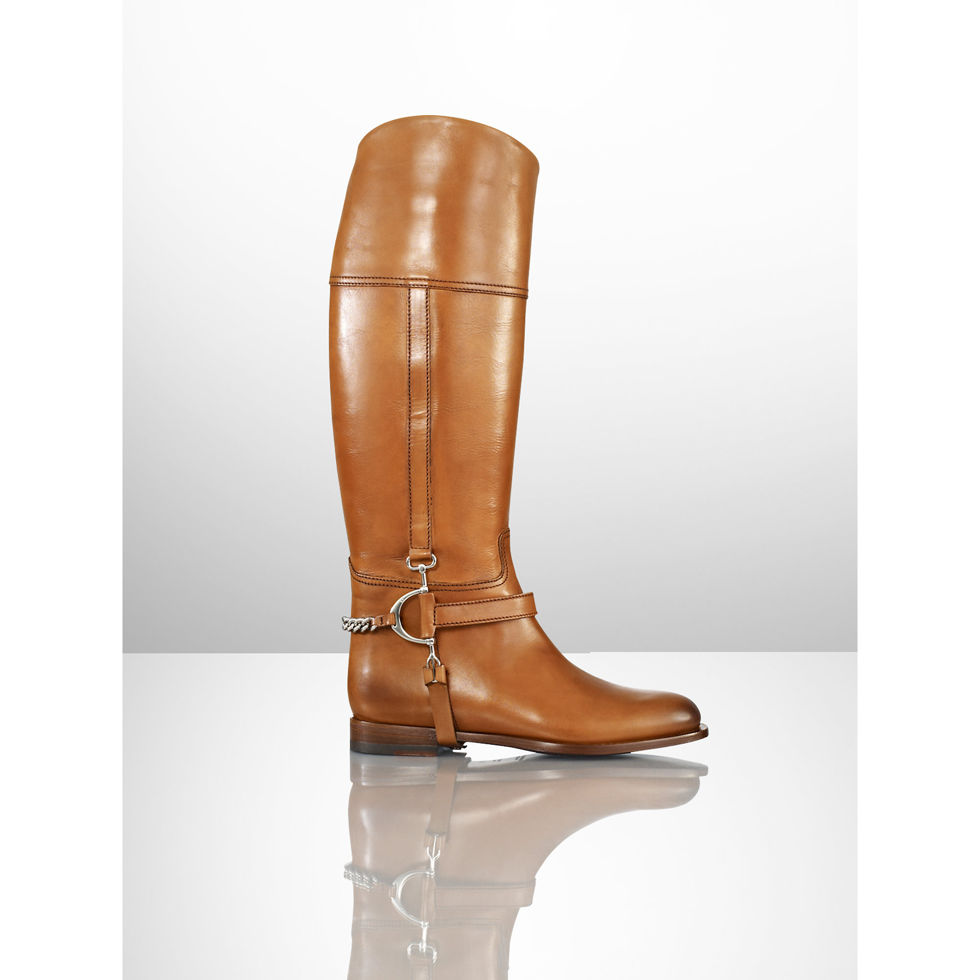 Ralph Lauren Calf Chain Sandra Riding Boot in Tan (Brown) | Lyst