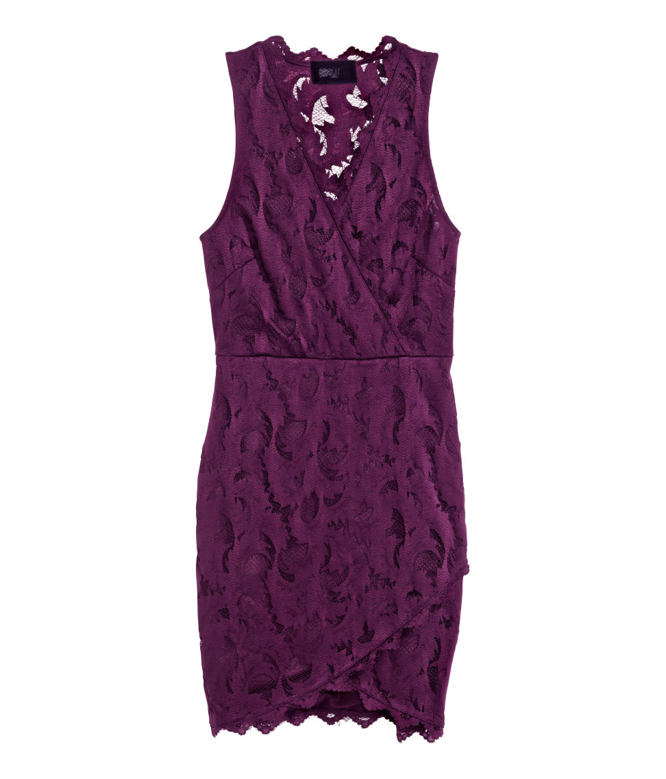h&m purple lace dress