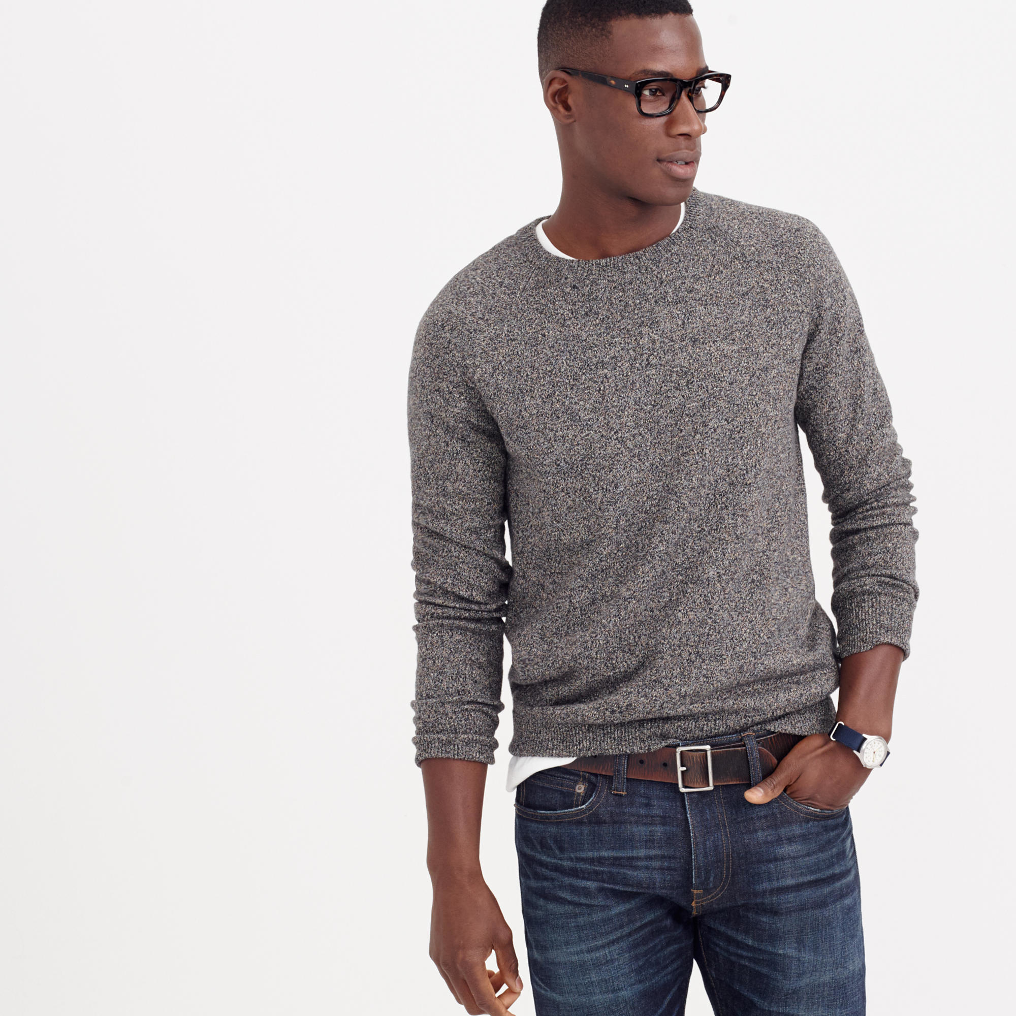 J.Crew Marled Cotton Sweater in Gray for Men - Lyst
