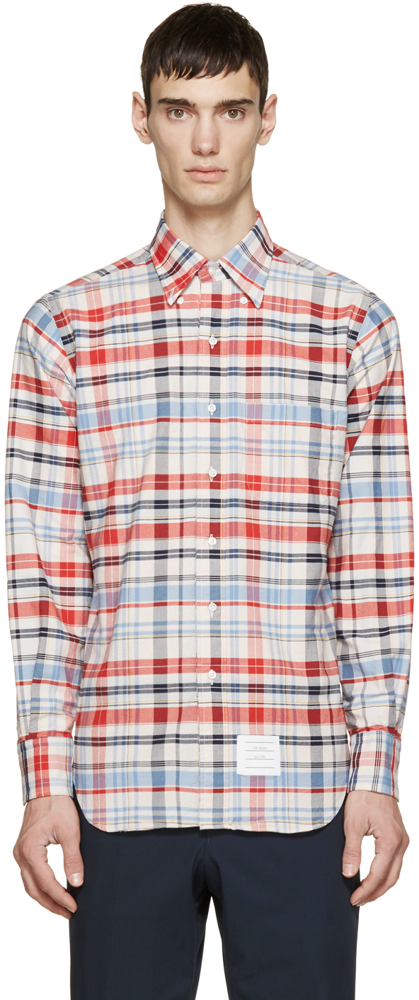 Thom Browne Cotton Multicolor Plaid Shirt for Men - Lyst