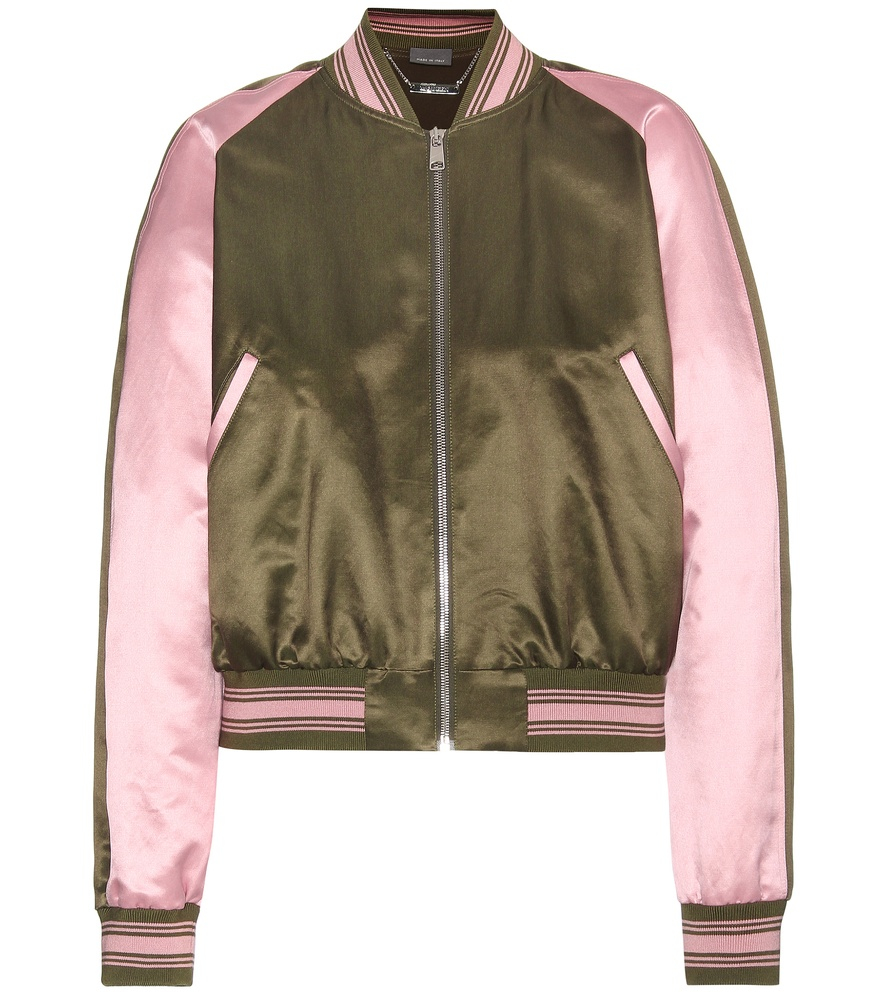 Alexander McQueen Embroidered Cotton And Silk Bomber Jacket in Green - Lyst
