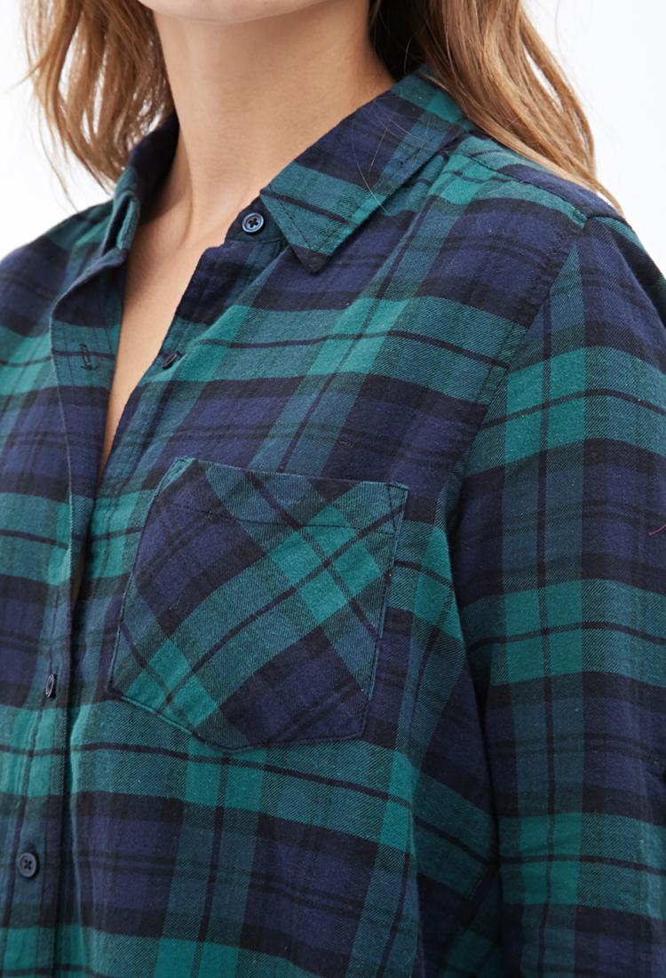 Forever 21 Collared Plaid Flannel Shirt 