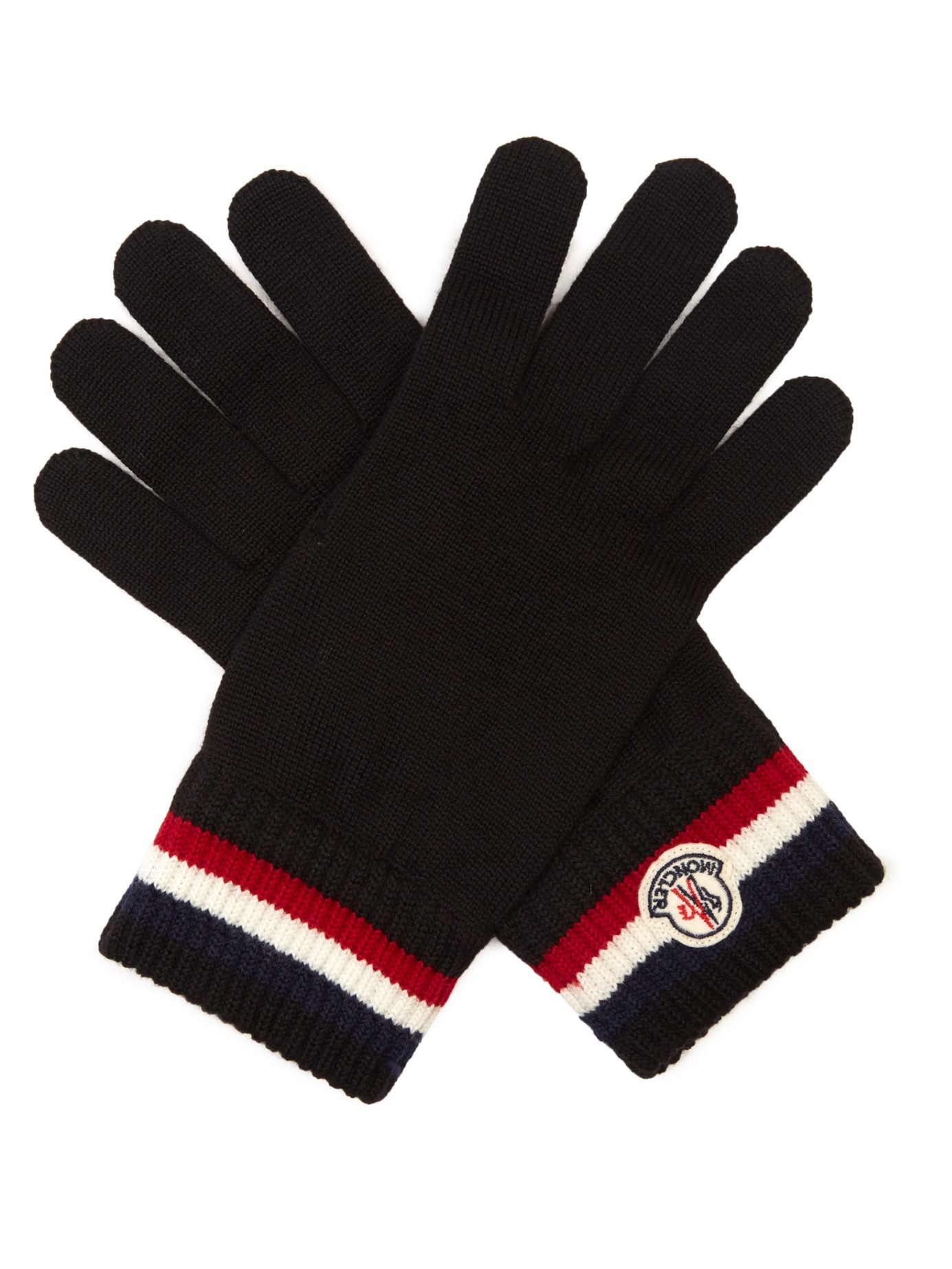Moncler Virgin-Wool Knit Gloves in Black for Men - Lyst
