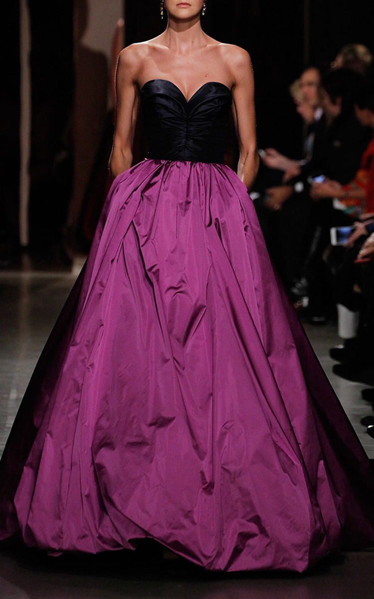 Oscar de la Renta Silk Bicolor Strapless Sweetheart Gown in Purple - Lyst