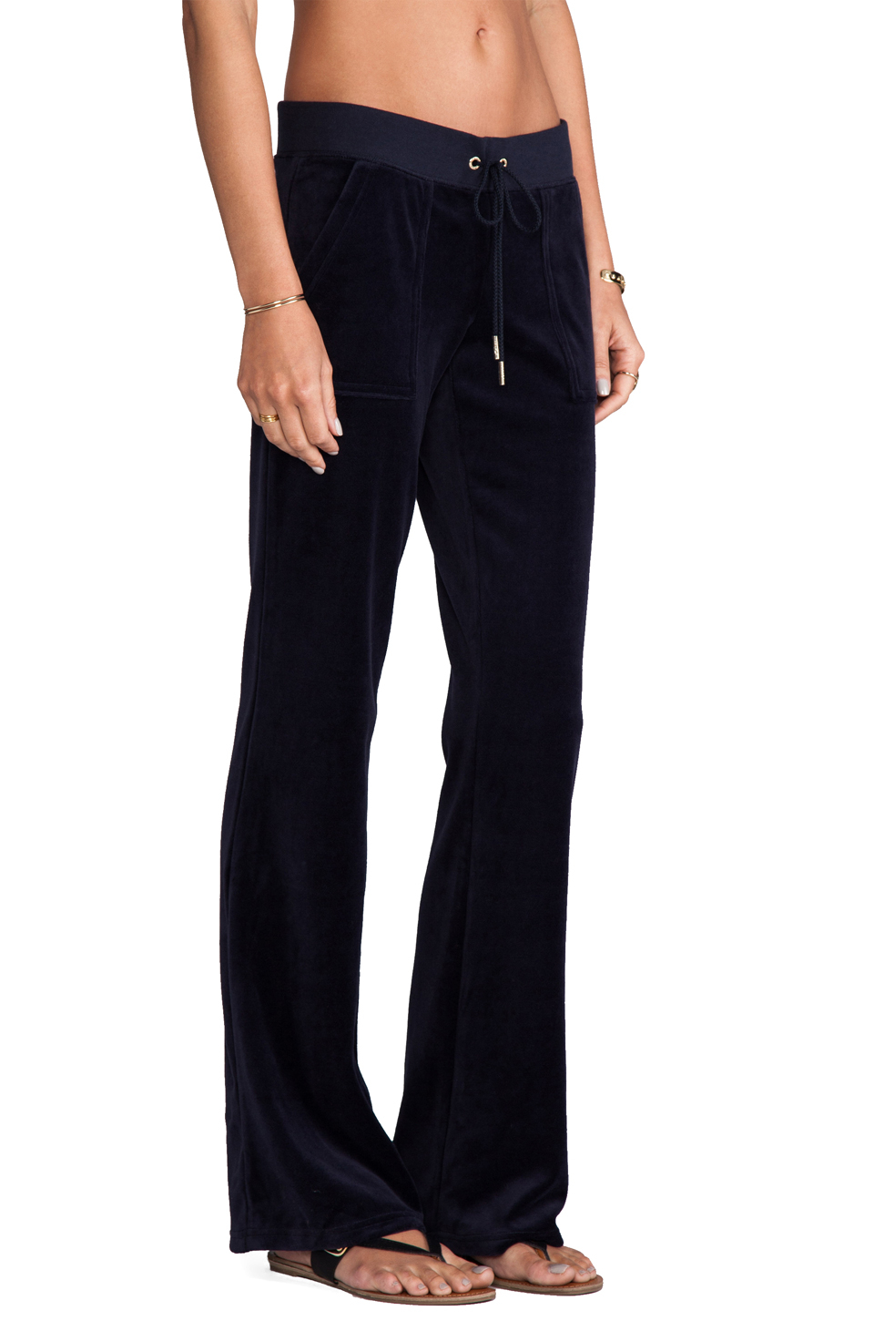 Juicy Couture J Bling Velour Bootcut Pant in Navy in Blue - Lyst