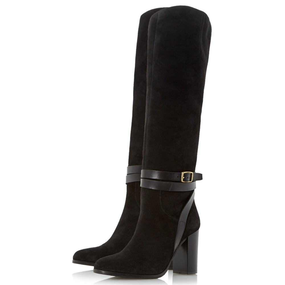 dune double strap knee high boots