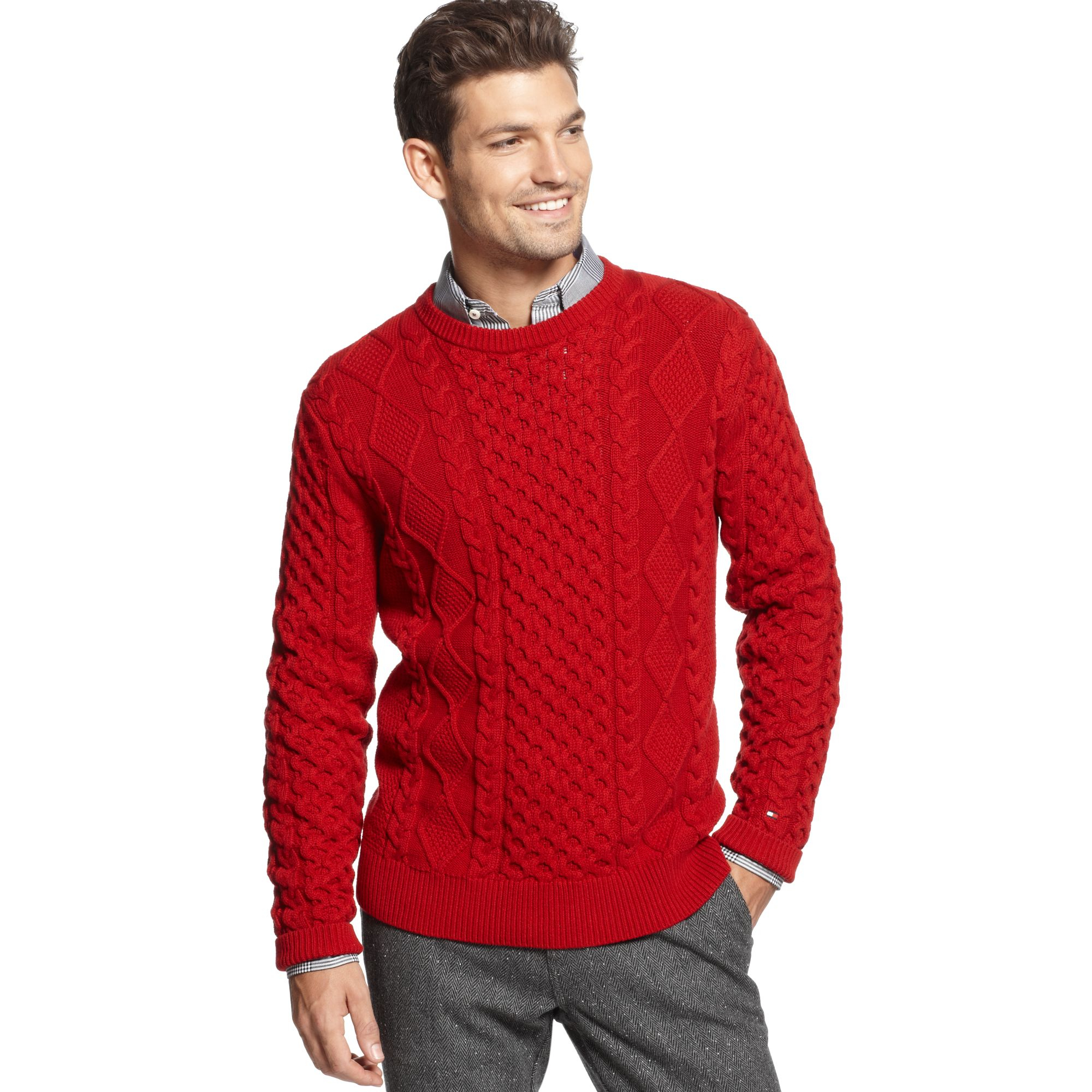 Lyst - Tommy Hilfiger knitwear crew neck in Red for Men