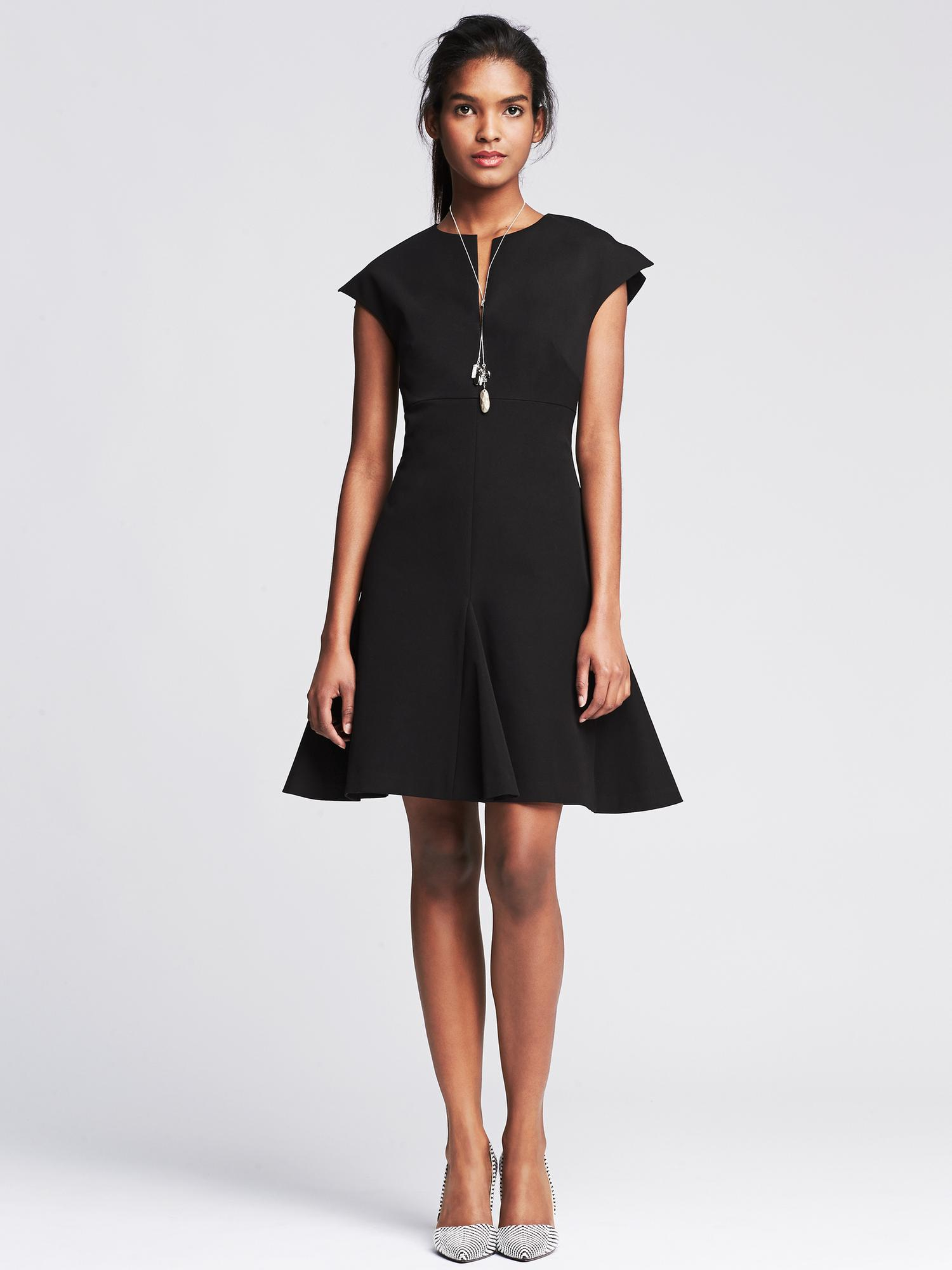 Banana republic Sloanfit Black Fitandflare Dress in Black Lyst