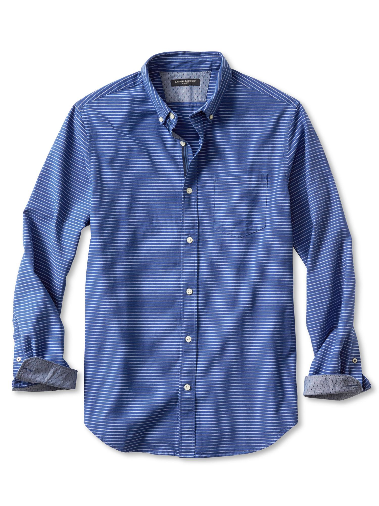 Banana Republic Slim-fit Horizontal Stripe Oxford Shirt in Blue for Men ...