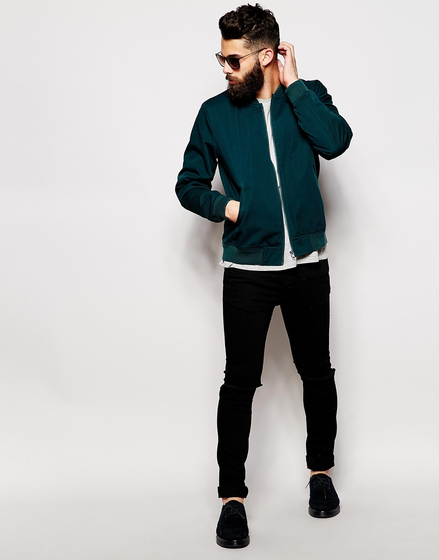 ASOS Bomber Jacket In Teal in Blue for Men | Lyst