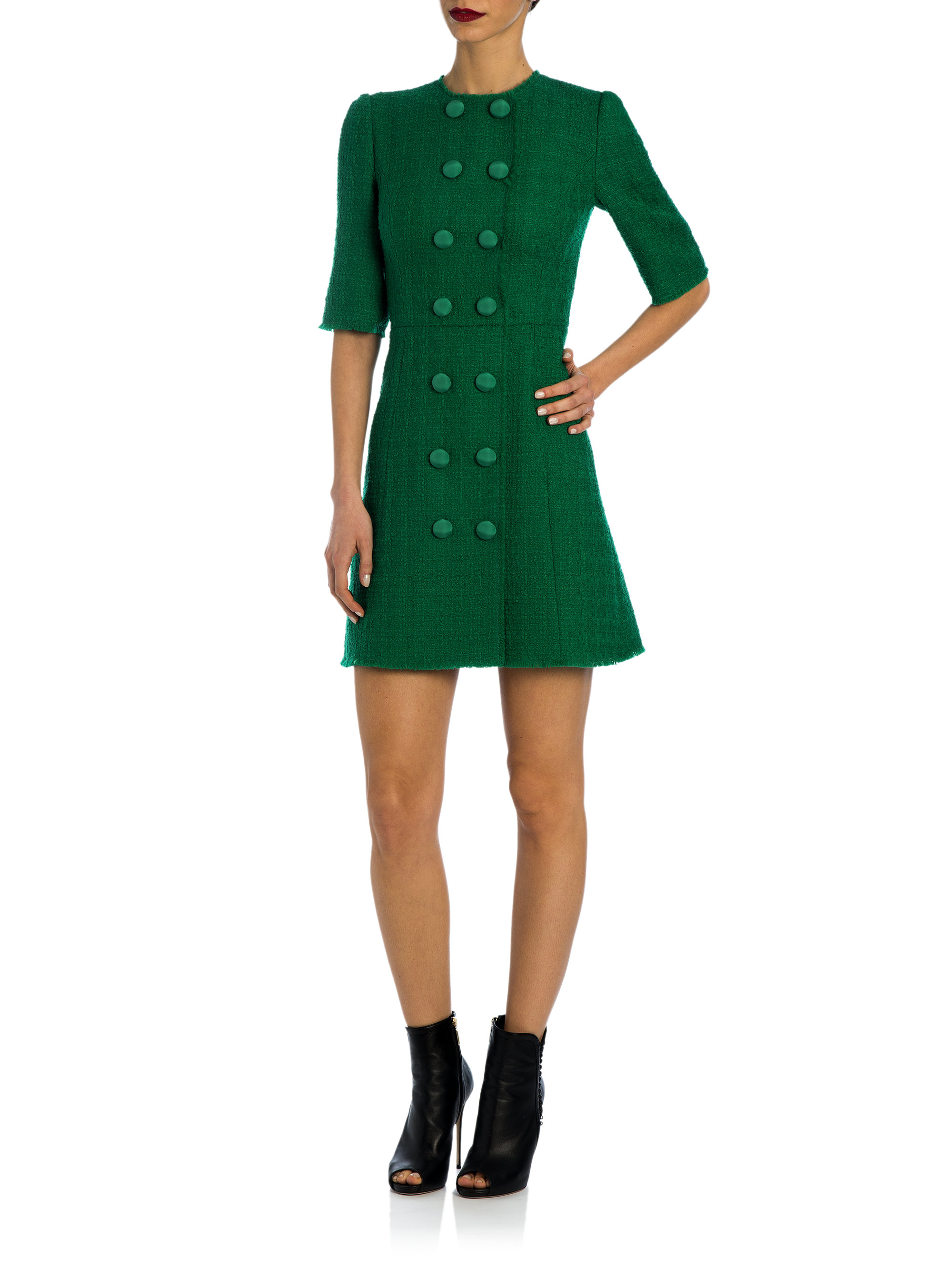 green tweed dress