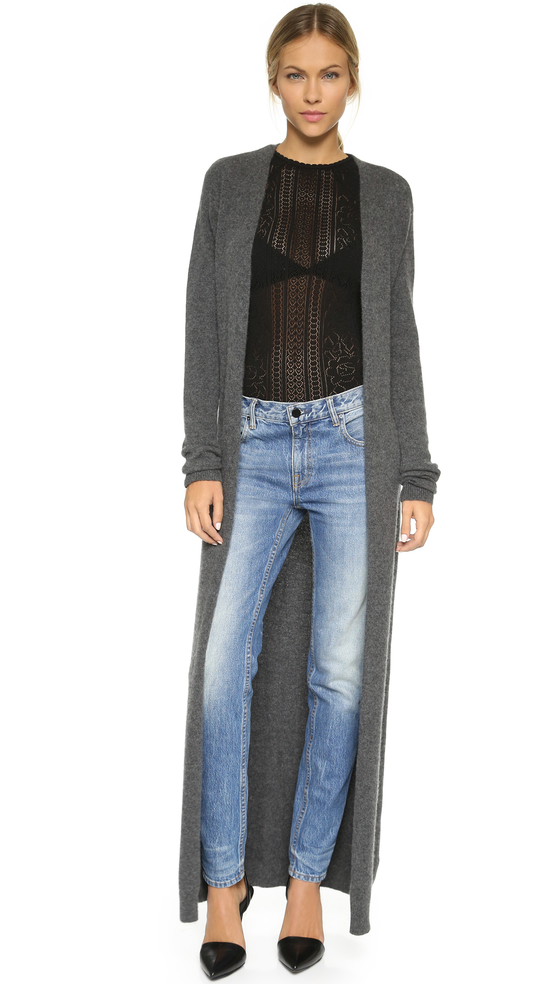 Torn By Ronny Kobo Alexi Cashmere Duster Battleship Grey In Gray