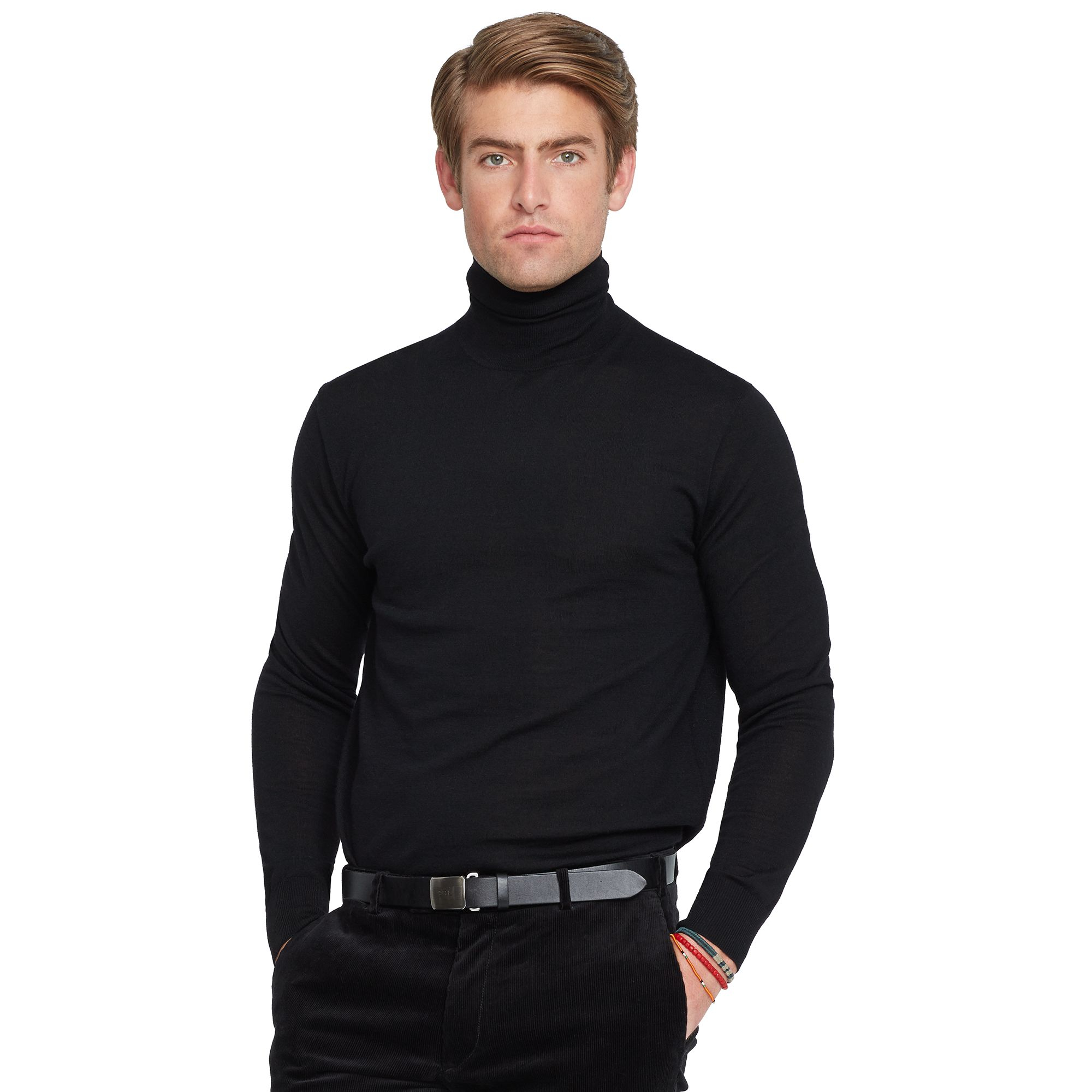 Polo Ralph Lauren Lightweight Wool Turtleneck in Black for Men (Polo ...