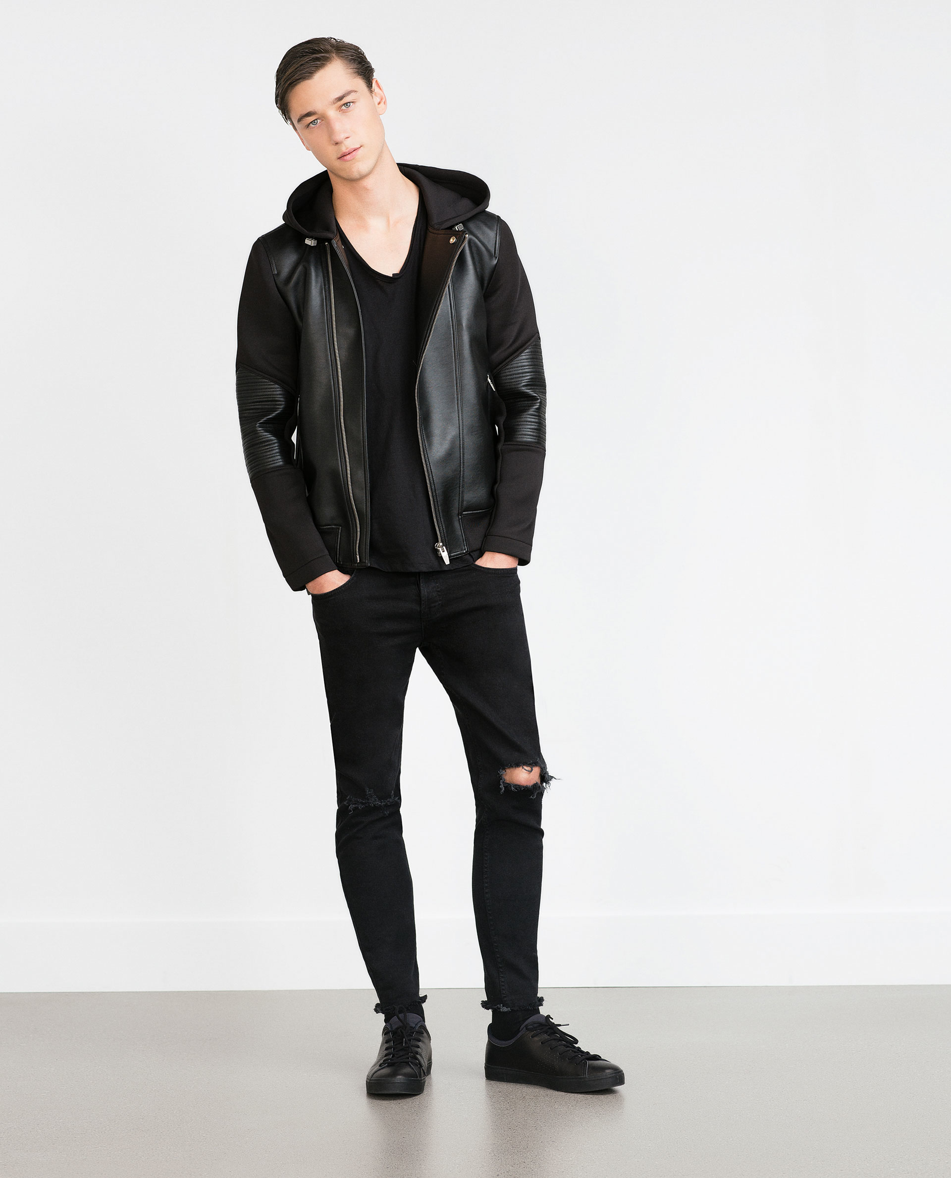 Zara Faux Leather Jacket In Black For Men Lyst Gallery