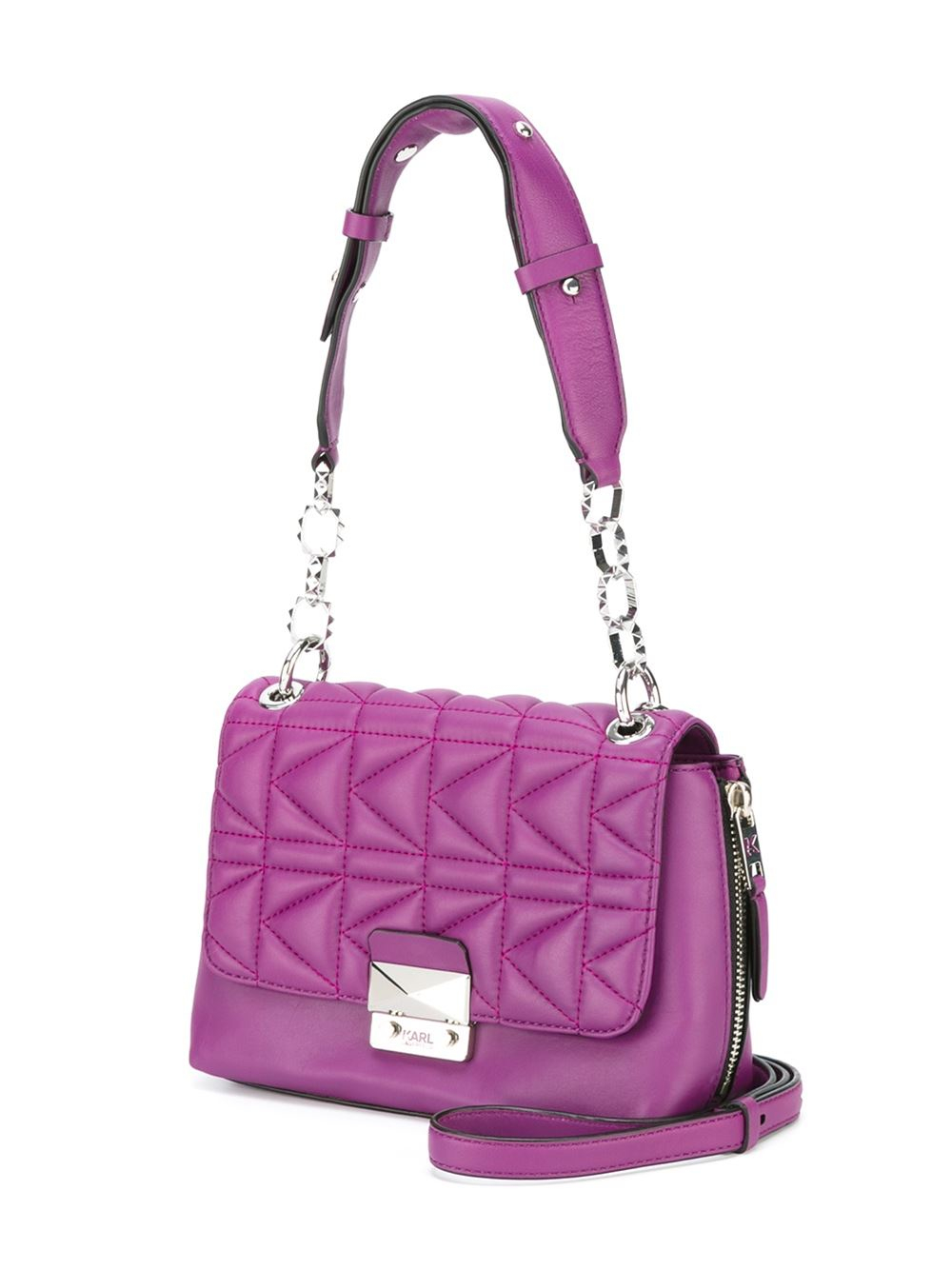 Lyst Karl Lagerfeld Quilted Leather Shoulder Bag in Pink