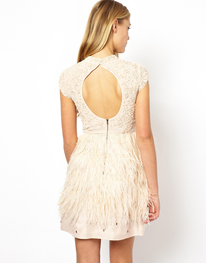 coast feather dress pink