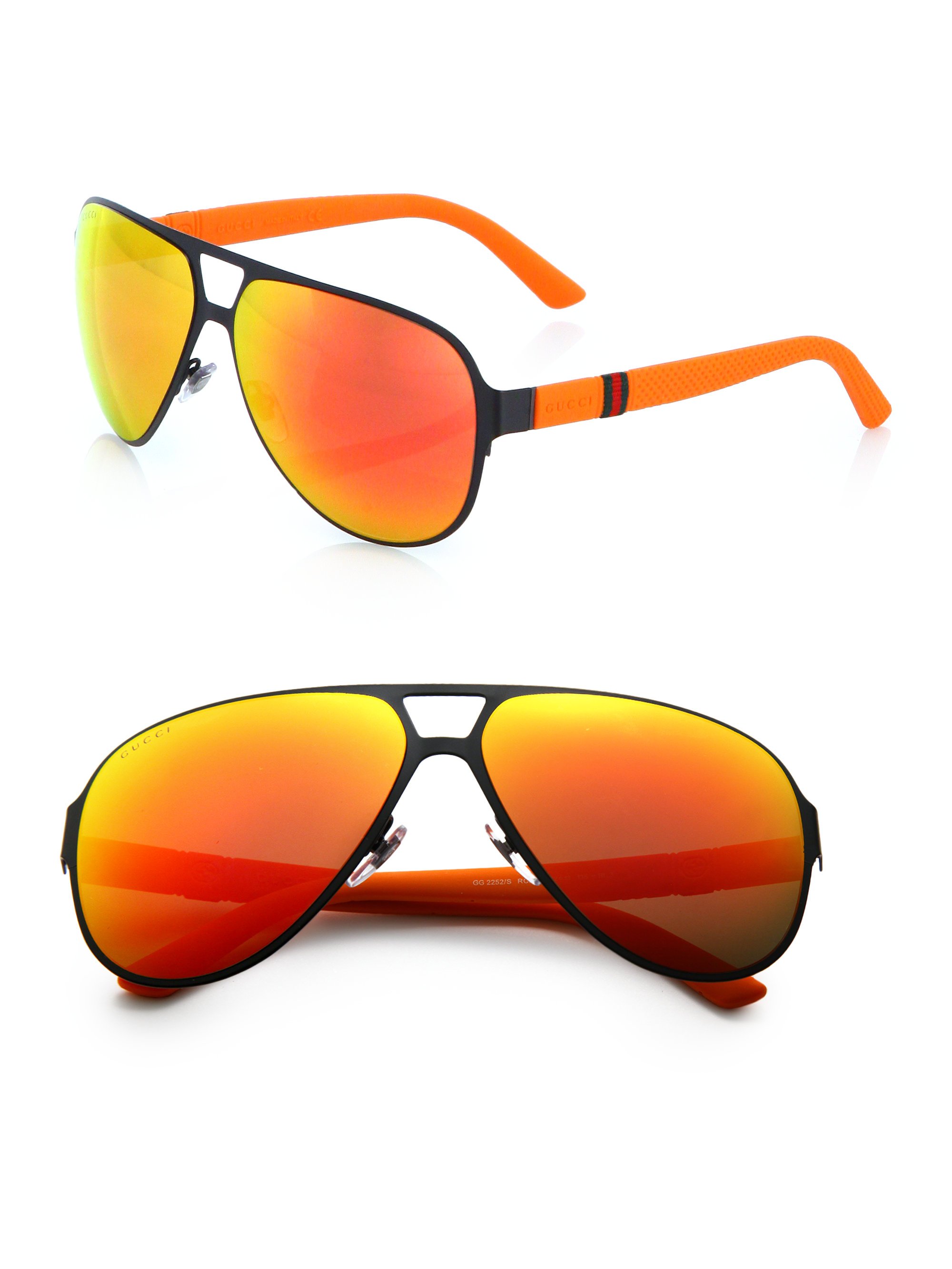 Gucci Metal Navigator Sunglasses in Orange for Men | Lyst