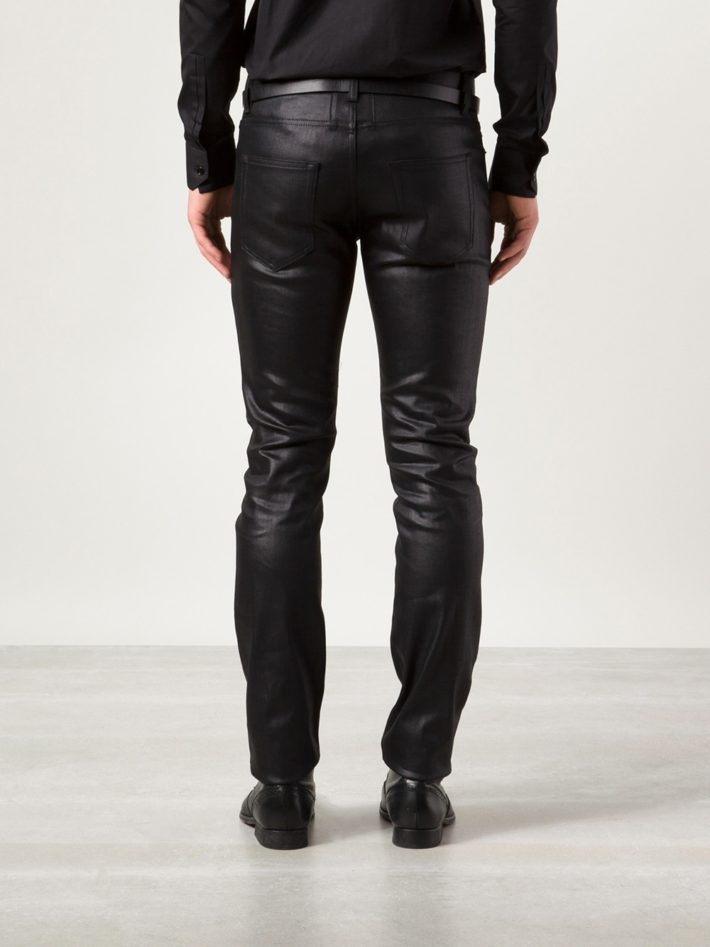 Saint Laurent Wax Denim Jeans in Black for Men - Lyst