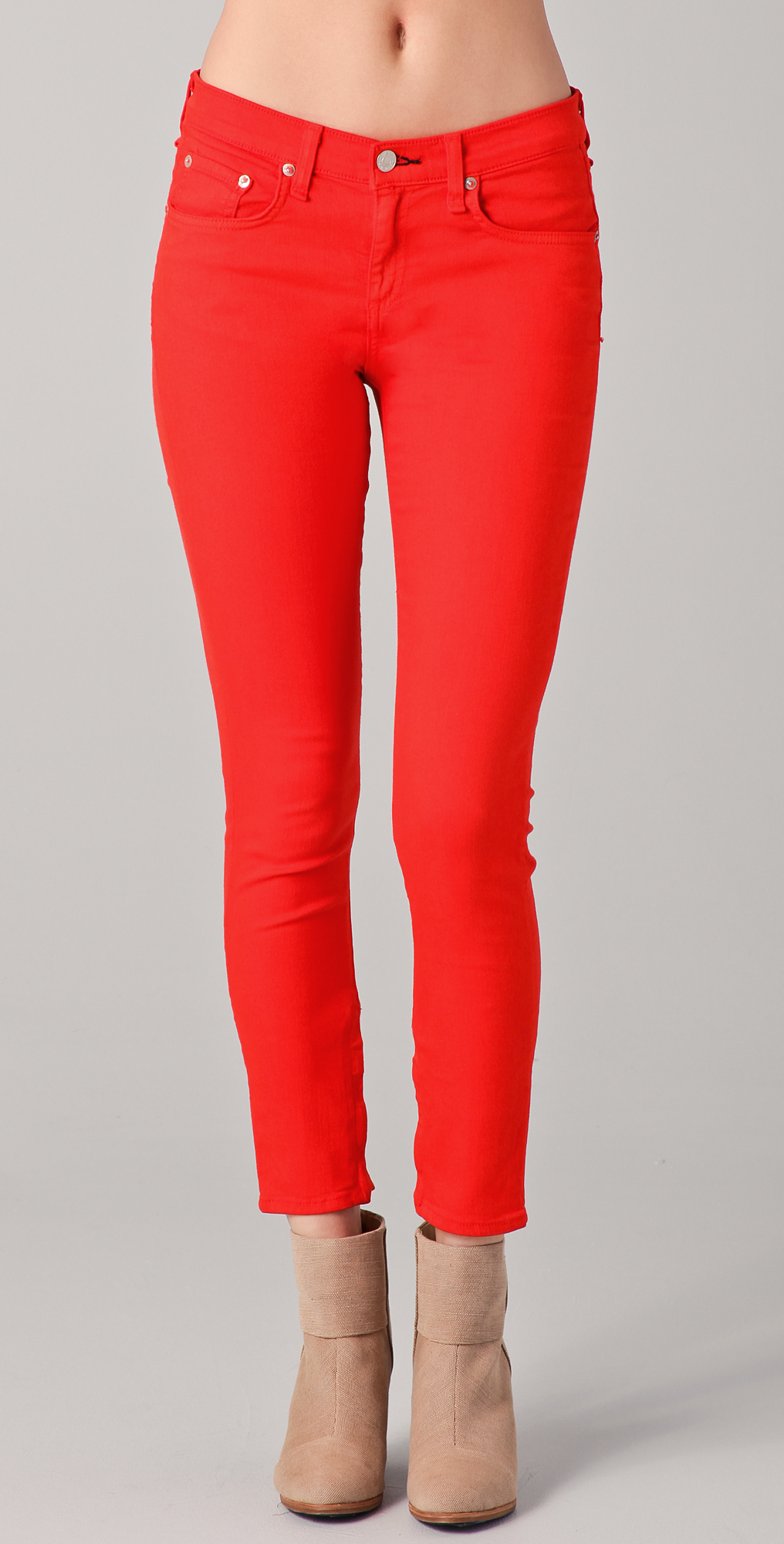 Zipper Capri Jeans in Bright Orange 