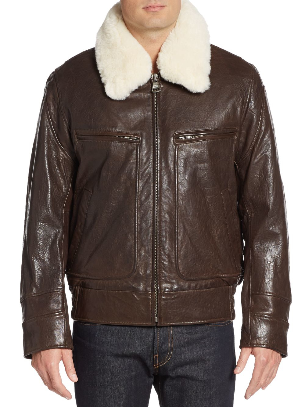 Marc New York Carmine 2 Faux Fur-trimmed Leather Jacket in Brown for ...
