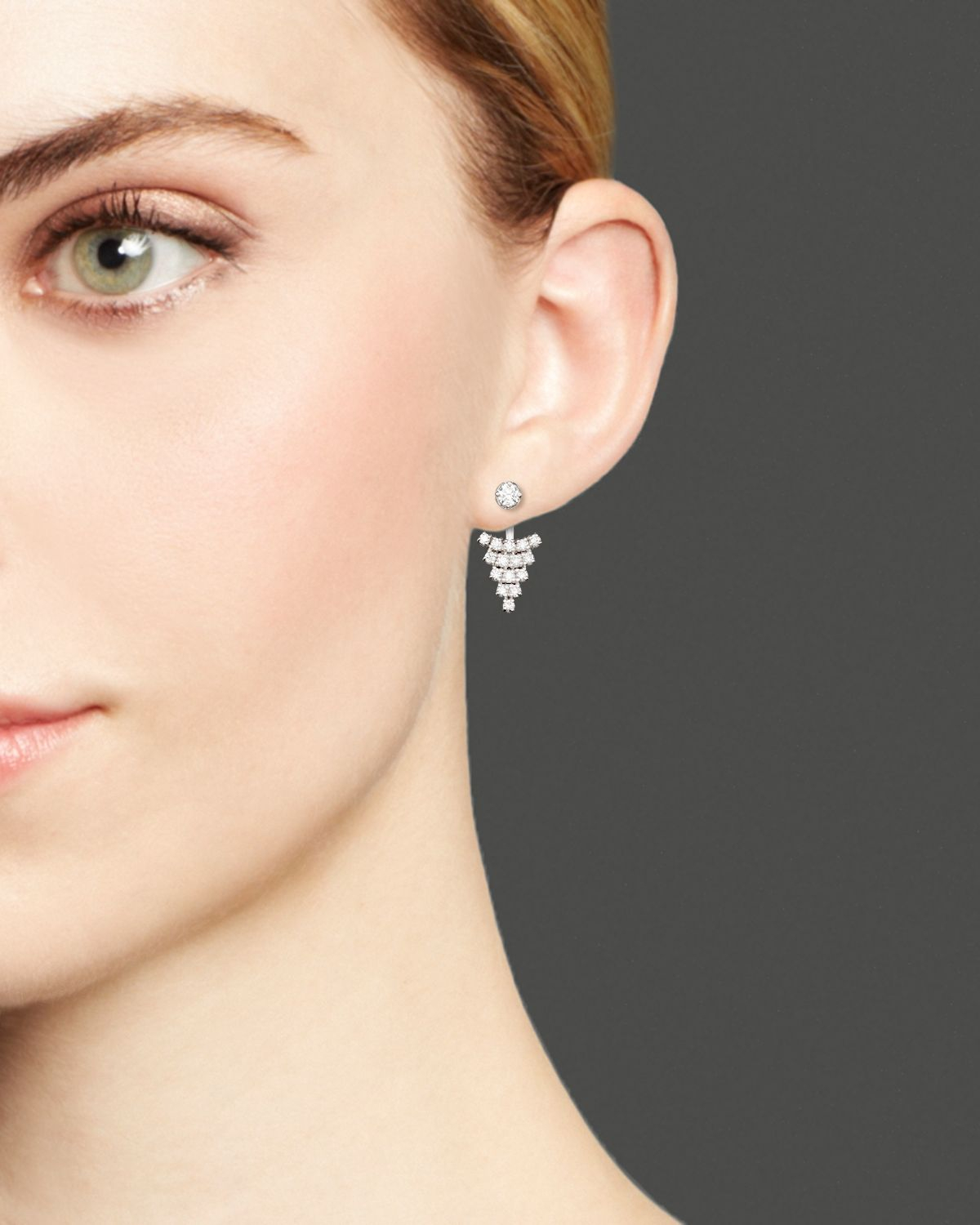 Diamond Triangle Earring Jackets In 14k White Gold 60 Ct T W Diamond Triangle Earring Jackets In 14k White Gold 60 Ct T W