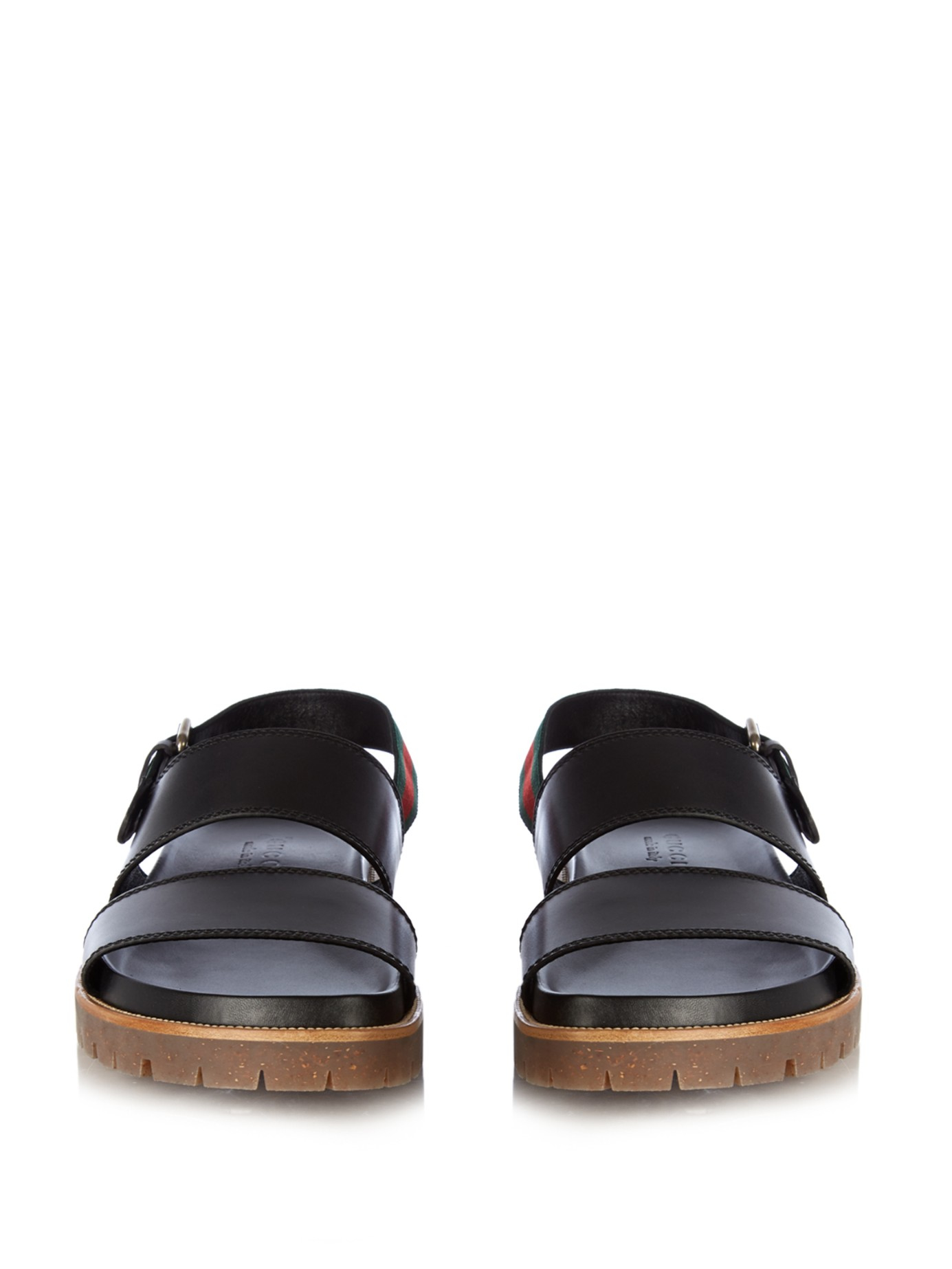 black double strap flat sandals