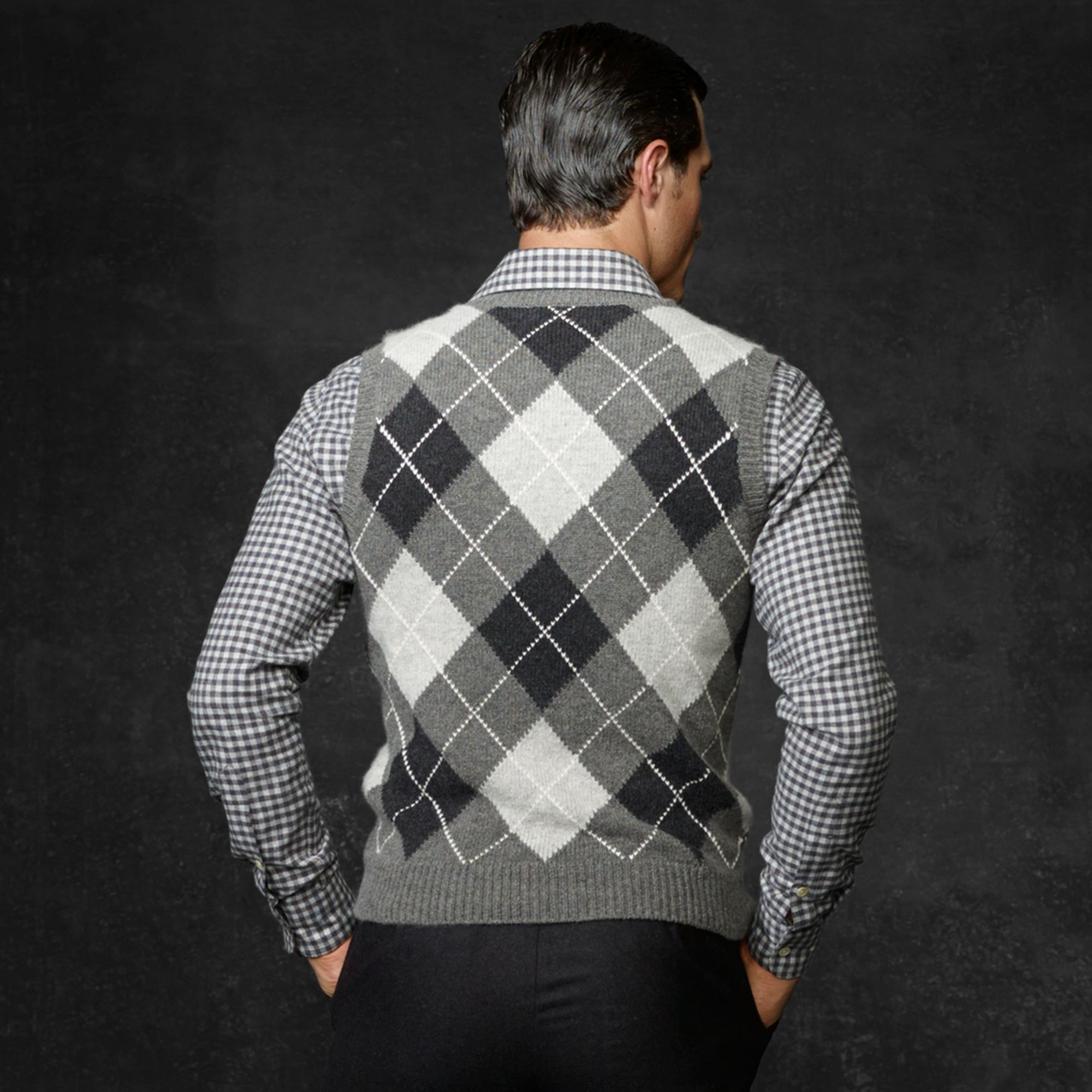 Ralph lauren purple label Argyle Cashmere Sweater Vest in Gray for Men